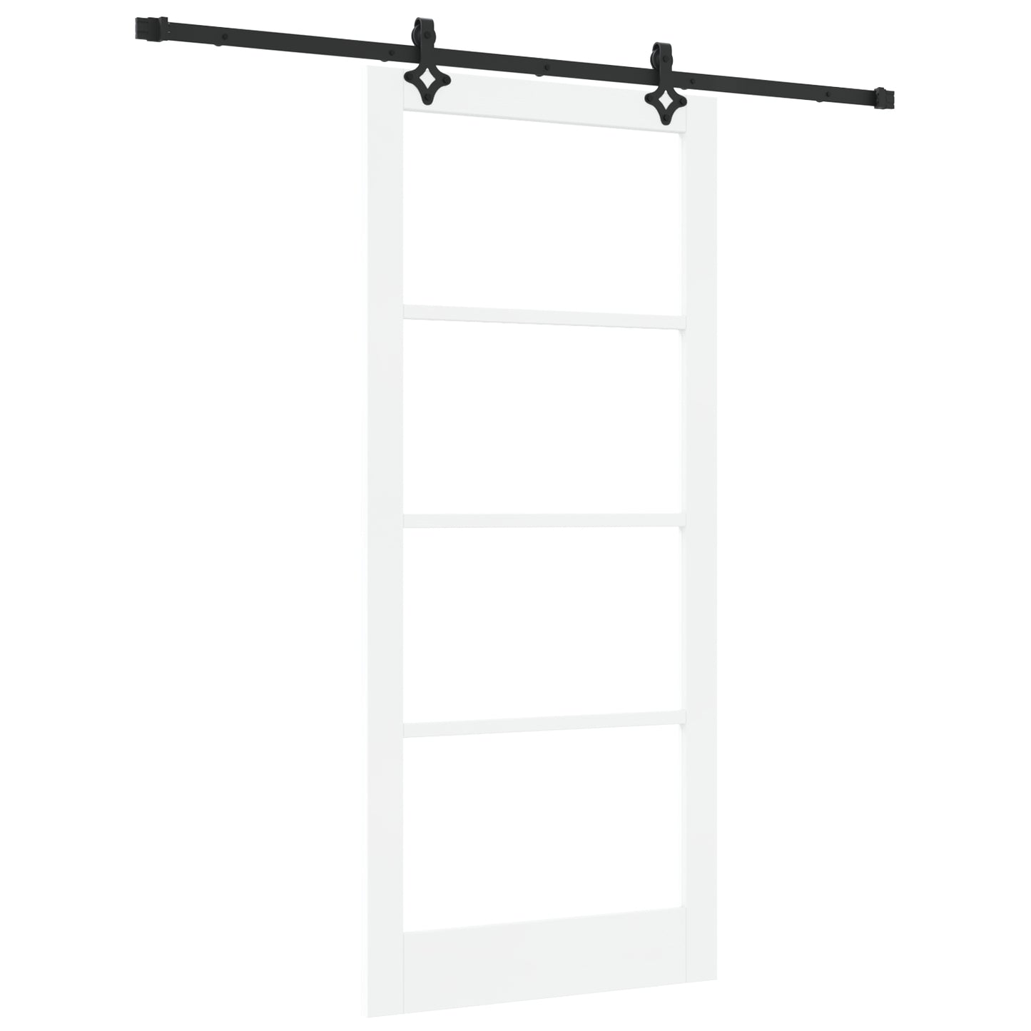 Sliding Door with Hardware Set 'ORKDAL'White Solid Wood & Glass, vidaXL Interior Door with Glass 'ORKDAL'White 93x211x4 cm