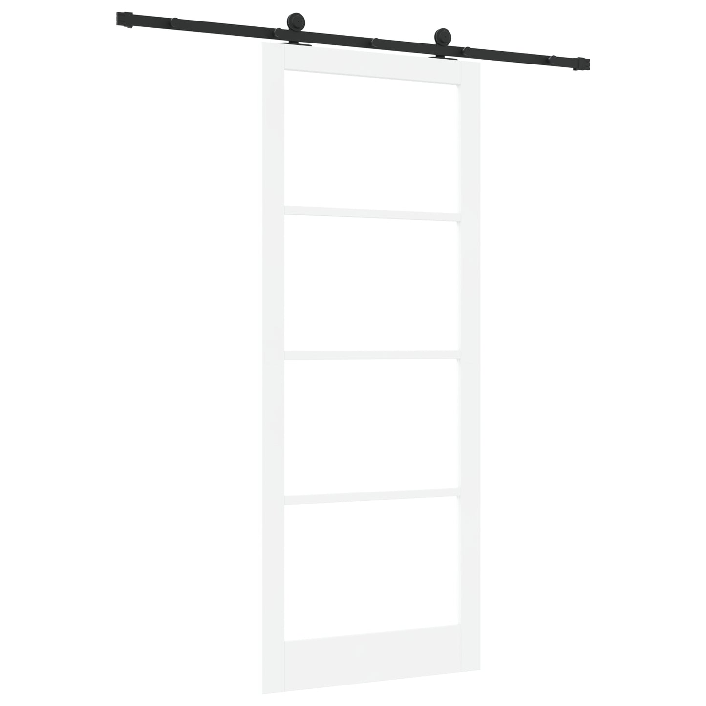 Sliding Door with Hardware Set 'ORKDAL'White Solid Wood & Glass, vidaXL Interior Door with Glass 'ORKDAL'White 93x232x4 cm