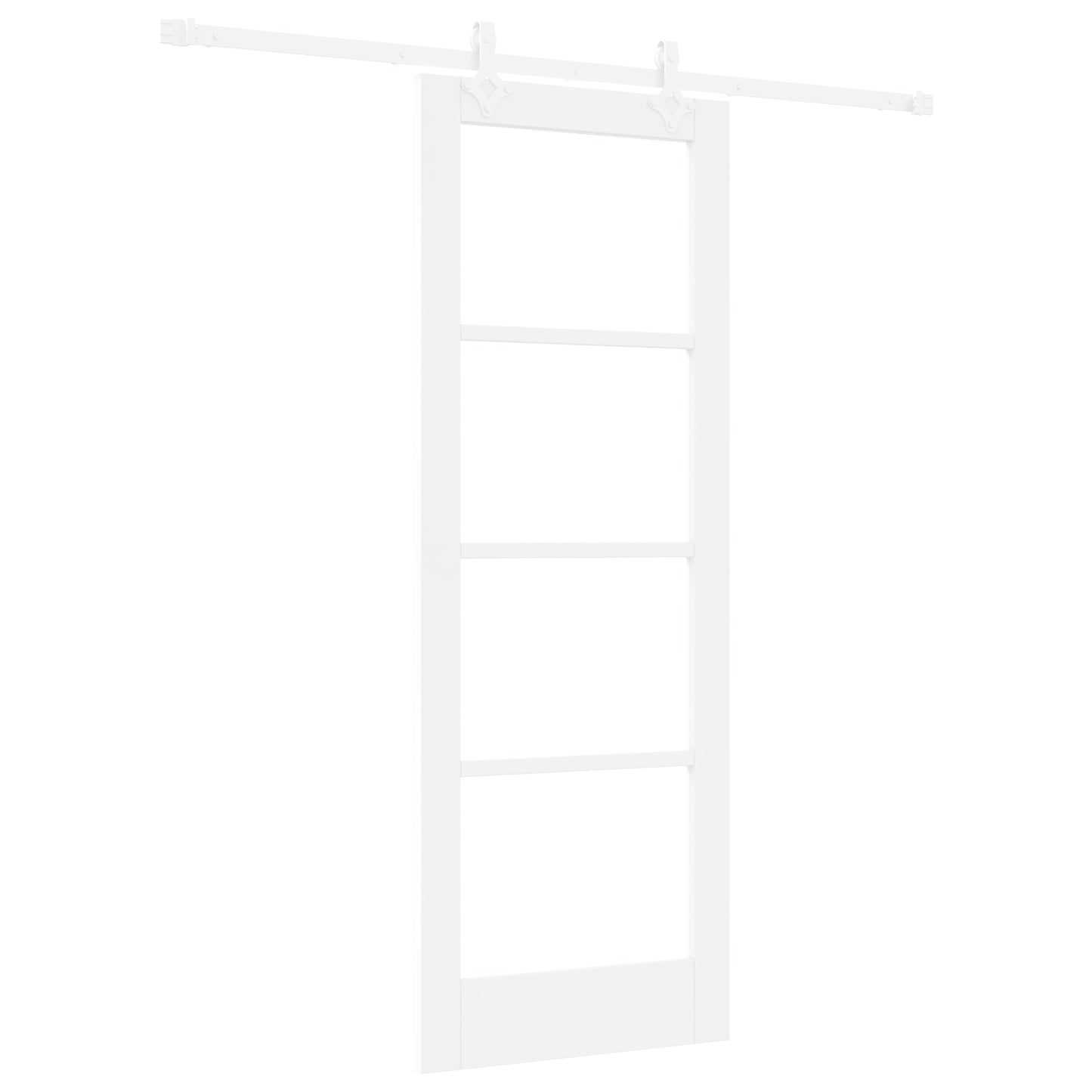 Sliding Door with Hardware Set White 73.5x198.5 cm Solid Wood Pine, vidaXL Interior Door with Glass 'ORKDAL'White 73.5x198.5x4 cm