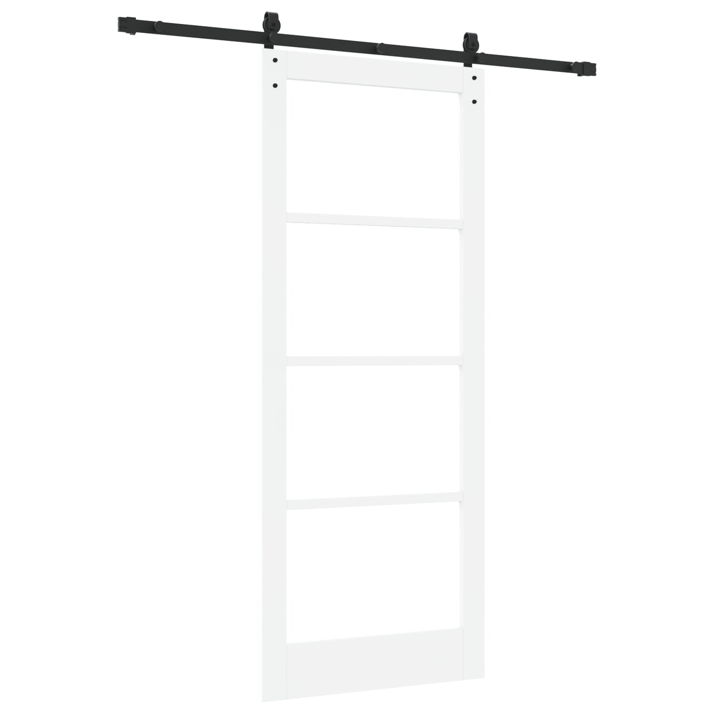 Sliding Door with Hardware Set "ORKDAL" White Solid Wood & Glass, vidaXL Interior Door with Glass "ORKDAL" White 86x211x4 cm