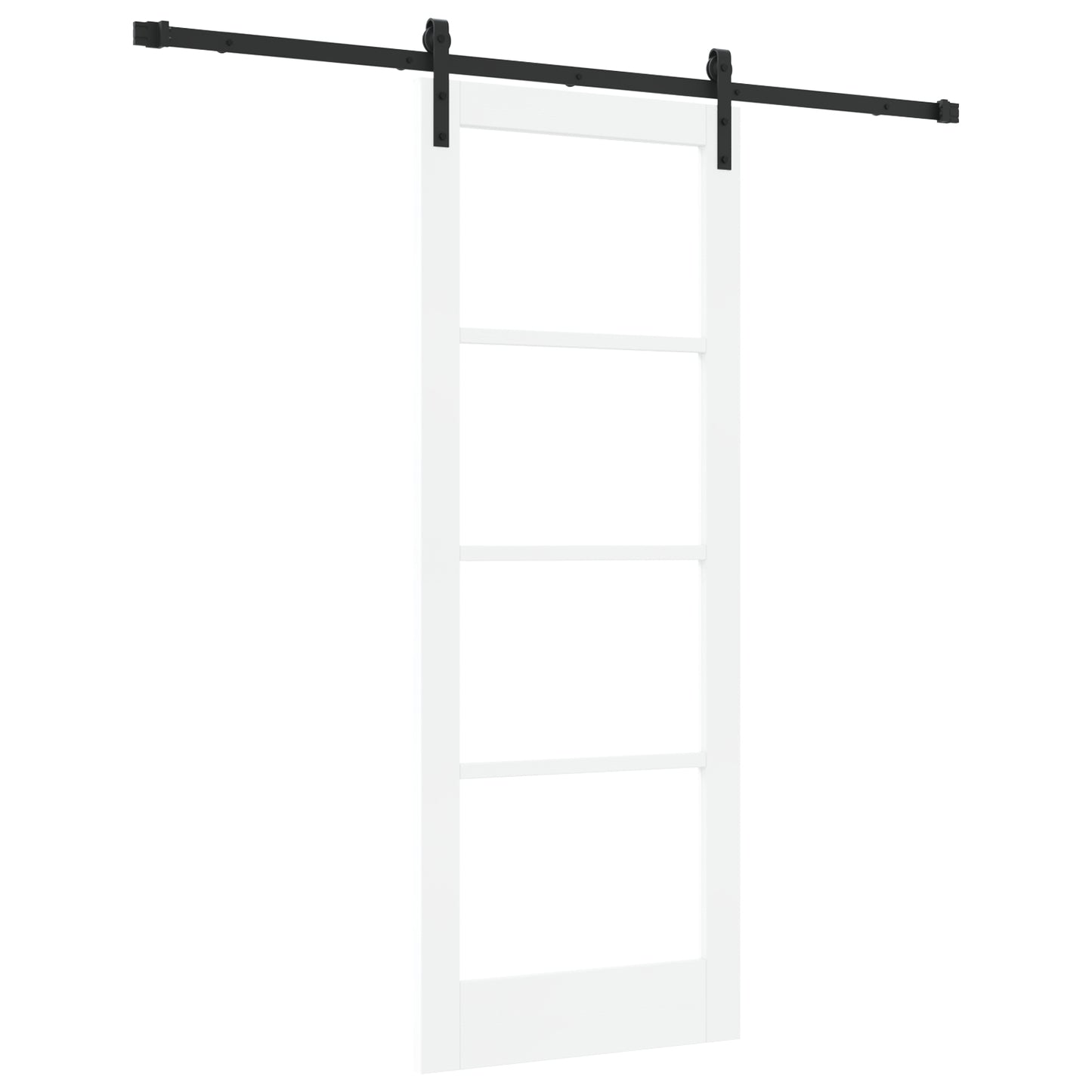 Sliding Door with Hardware Set "ORKDAL" White Solid Wood & Glass, vidaXL Interior Door with Glass "ORKDAL" White 78x202x4 cm