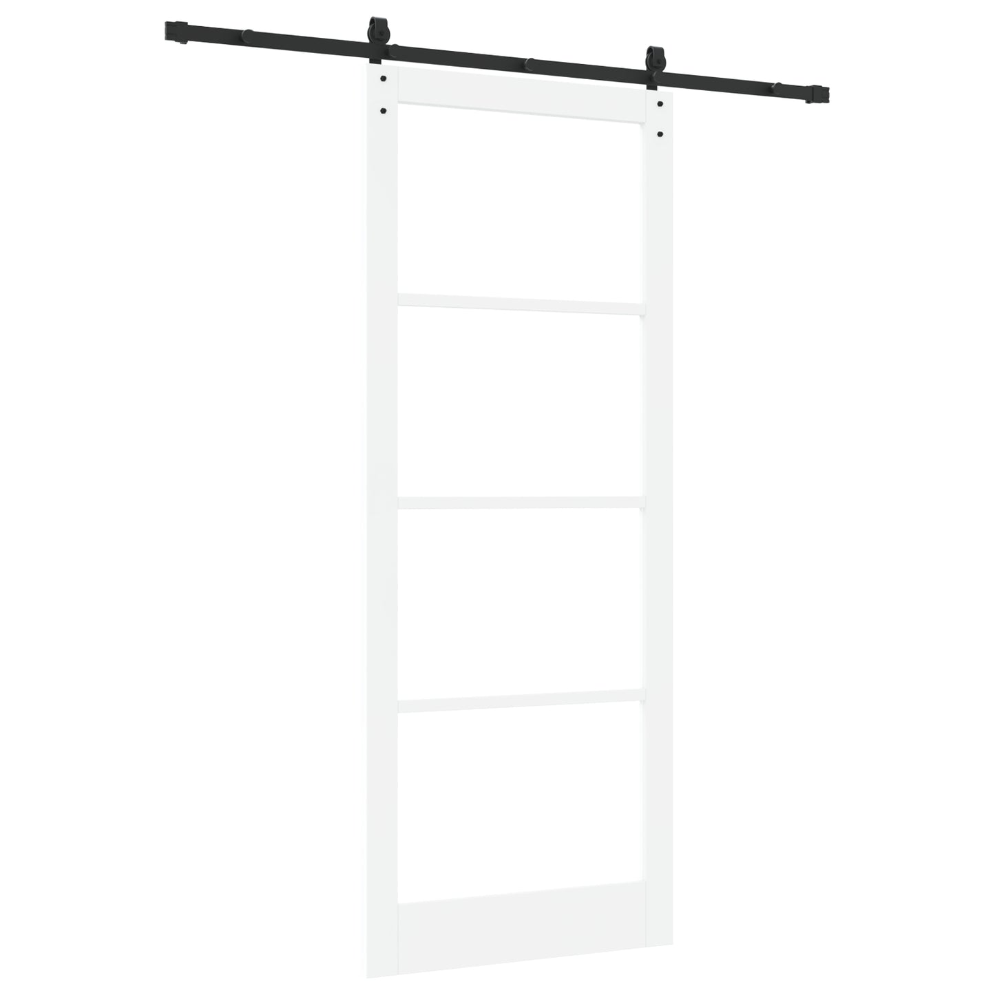 Sliding Door with Hardware Set "ORKDAL" White Solid Wood & Glass, vidaXL Interior Door with Glass "ORKDAL" White 93x232x4 cm