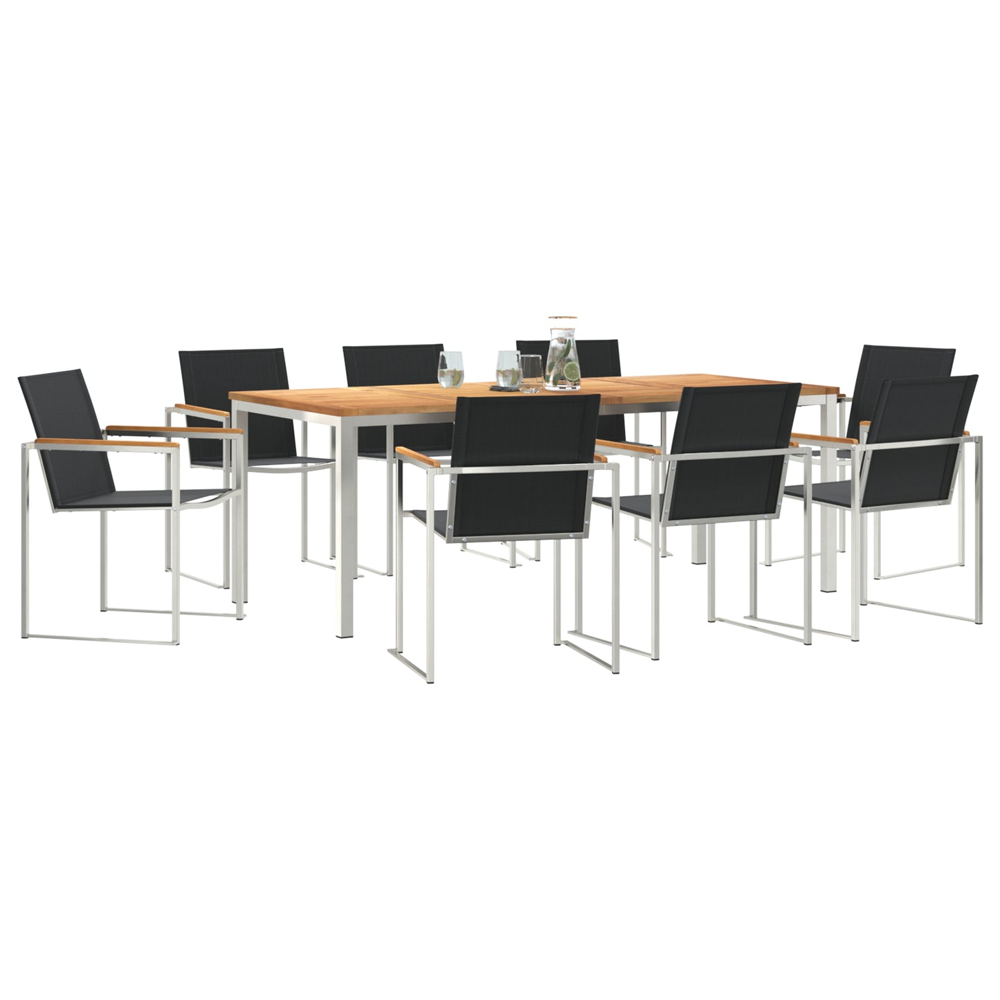 9 Piece Garden Dining Set Solid Wood Teak, vidaXL Outdoor Dining Table 200x90x74.5 cm Solid Wood Teak