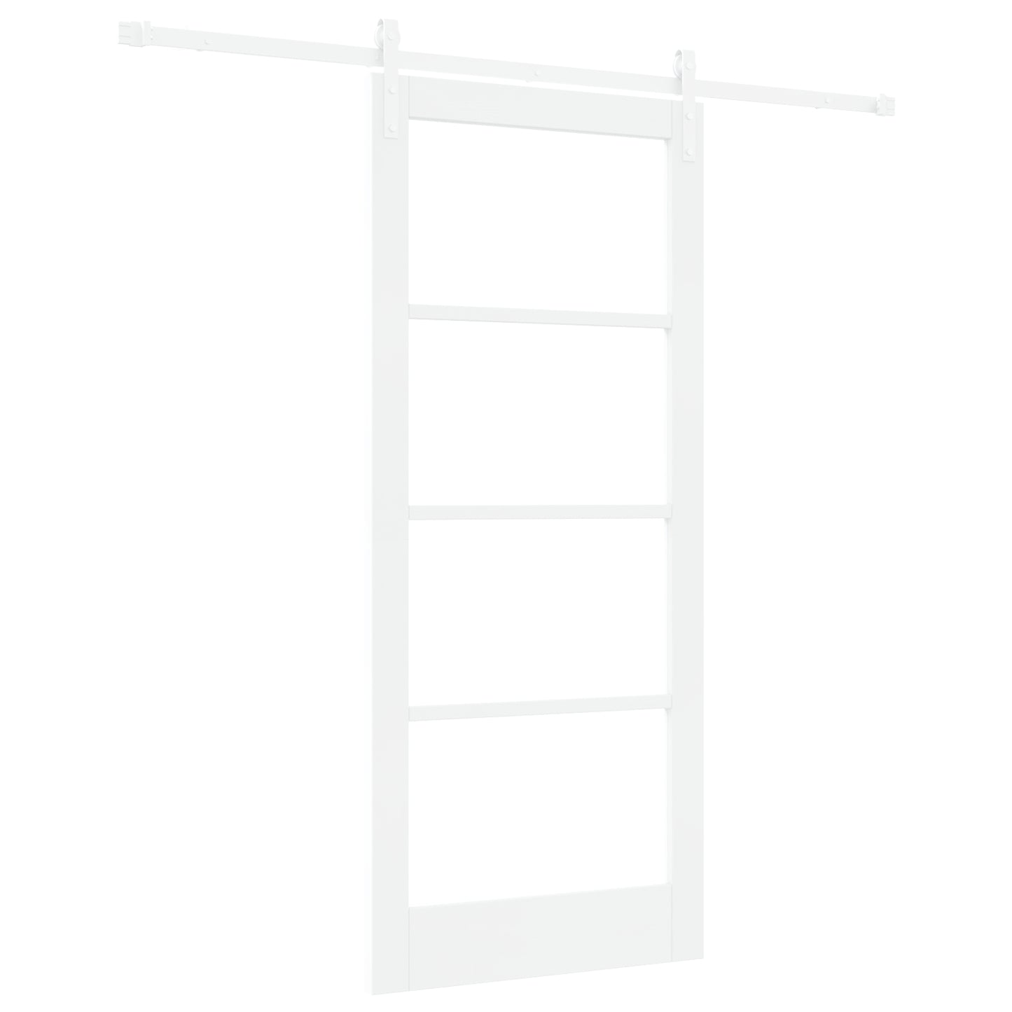 Sliding Door with Hardware Set "ORKDAL" White Solid Wood & Glass, vidaXL Interior Door with Glass "ORKDAL" White 86x198.5x4 cm