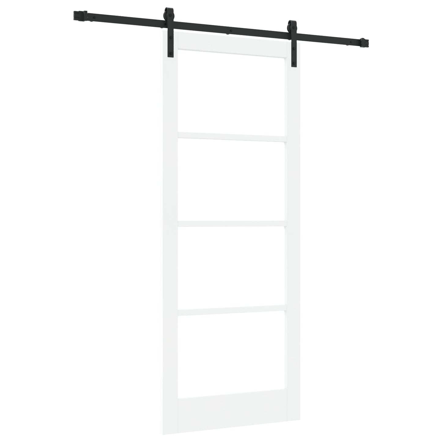 Sliding Door with Hardware Set "ORKDAL" White Solid Wood & Glass, vidaXL Interior Door with Glass "ORKDAL" White 86x211x4 cm