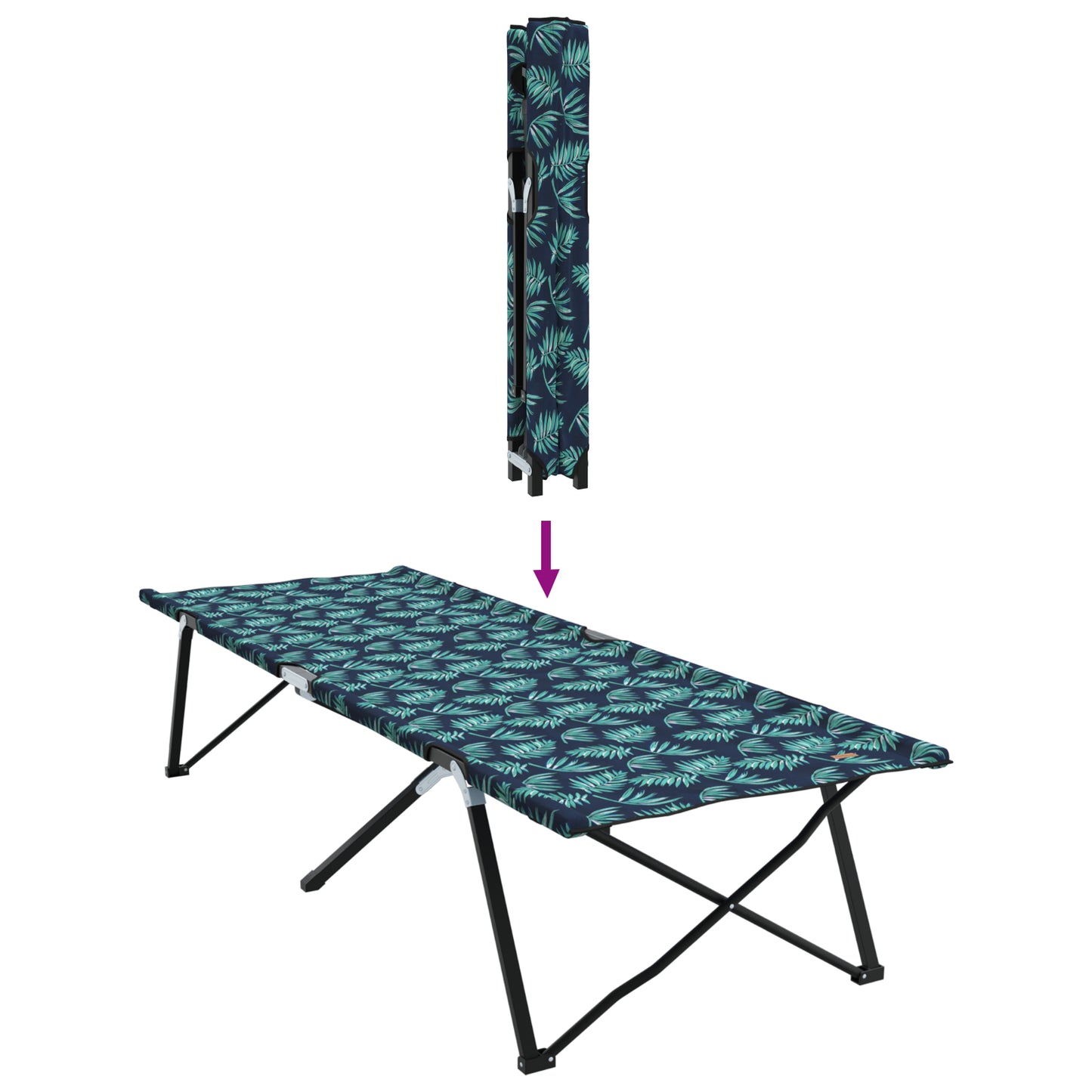 Folding Sun Bed with Carry Bag Leaf Pattern 600D Oxford Fabric