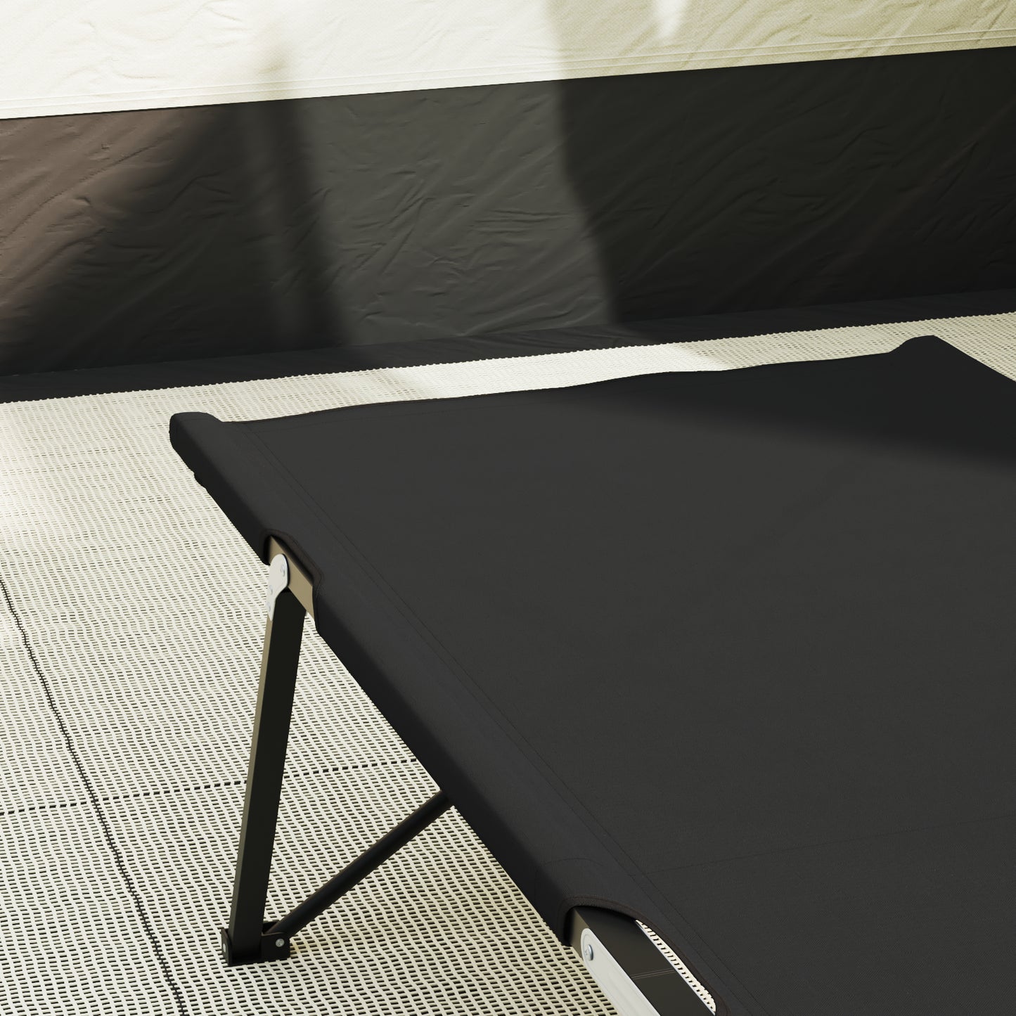 Folding Sun Bed with Carry Bag Black 600D Oxford Fabric
