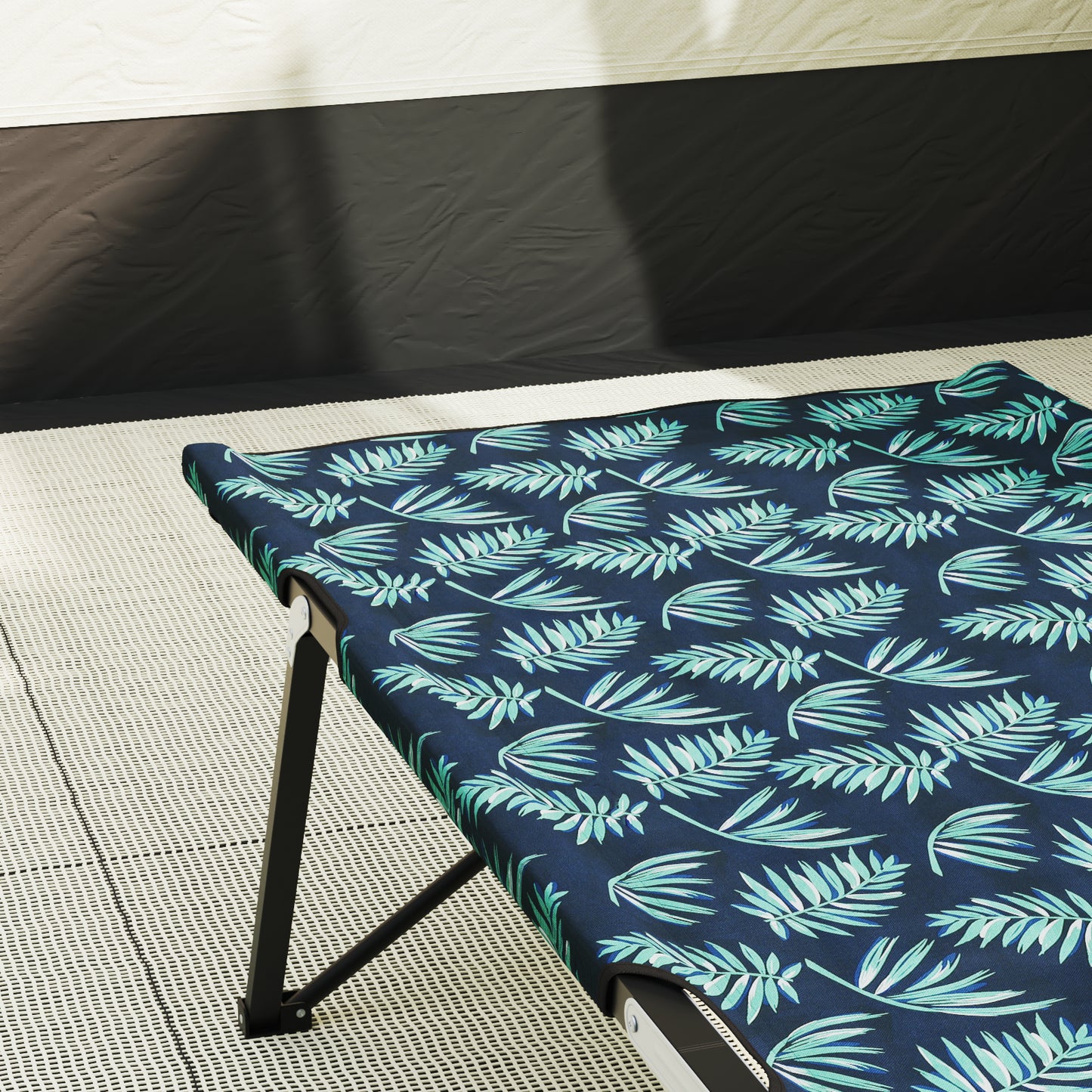 Folding Sun Bed with Carry Bag Leaf Pattern 600D Oxford Fabric