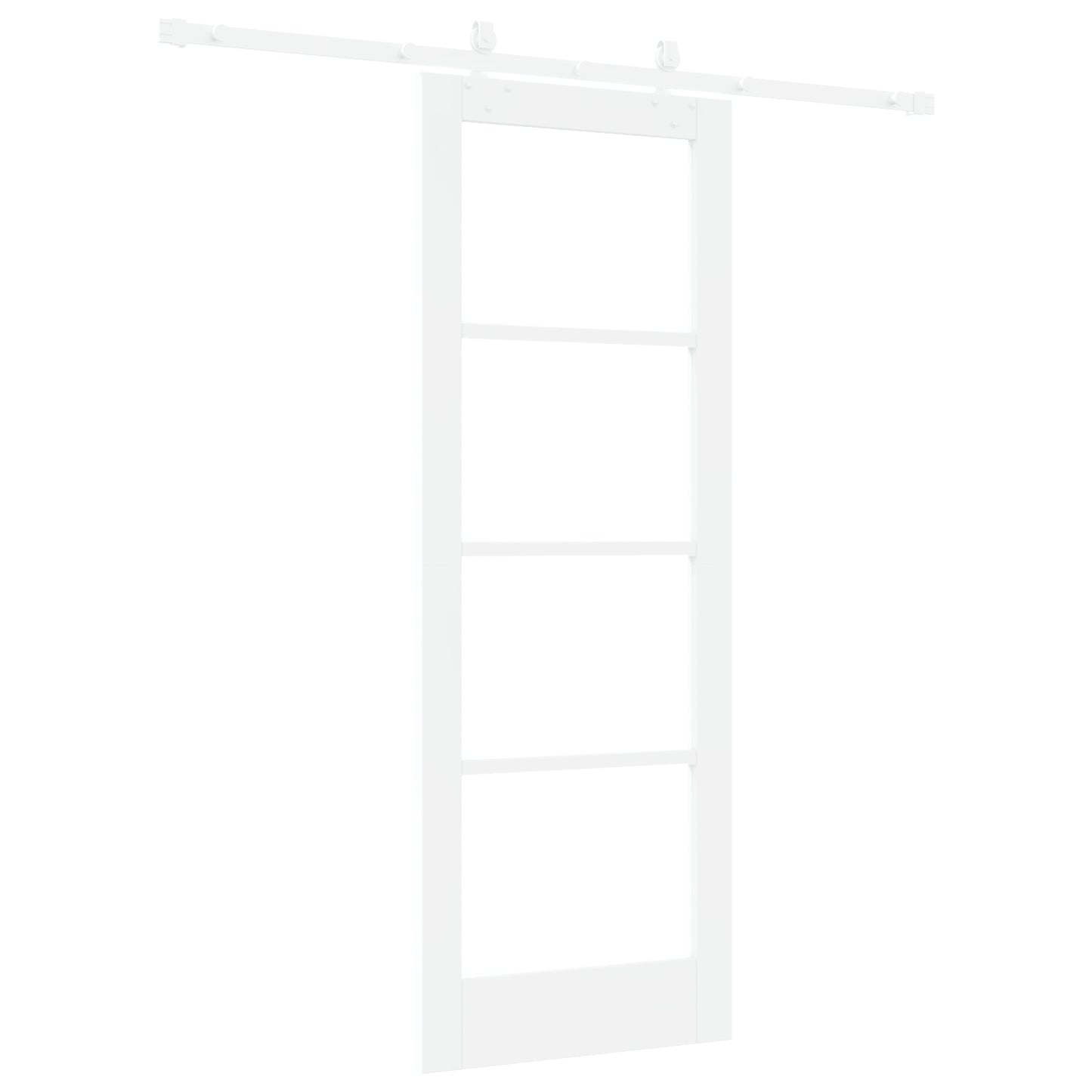 Sliding Door with Hardware Set White 73.5x198.5 cm Solid Wood Pine, vidaXL Interior Door with Glass 'ORKDAL'White 73.5x198.5x4 cm