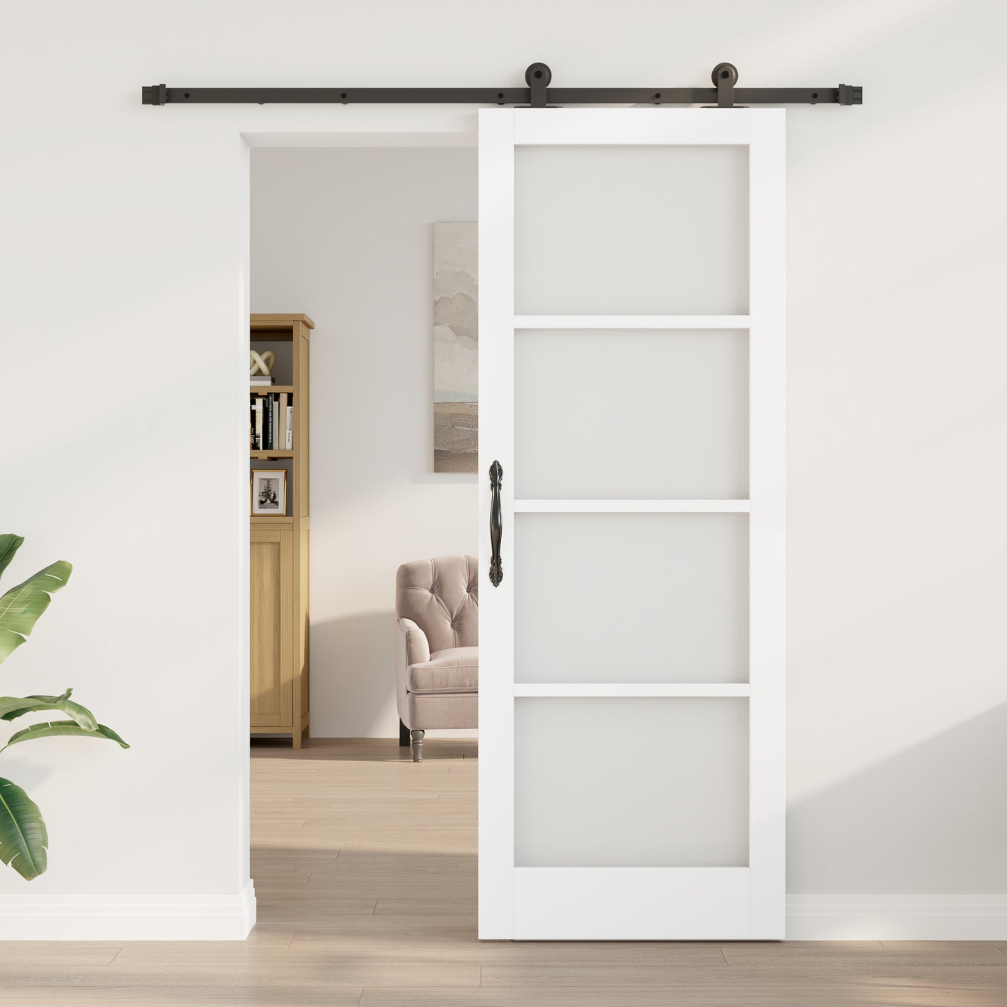 Sliding Door with Hardware Set 'ORKDAL'White Solid Wood & Glass, vidaXL Interior Door with Glass 'ORKDAL'White 78x211x4 cm