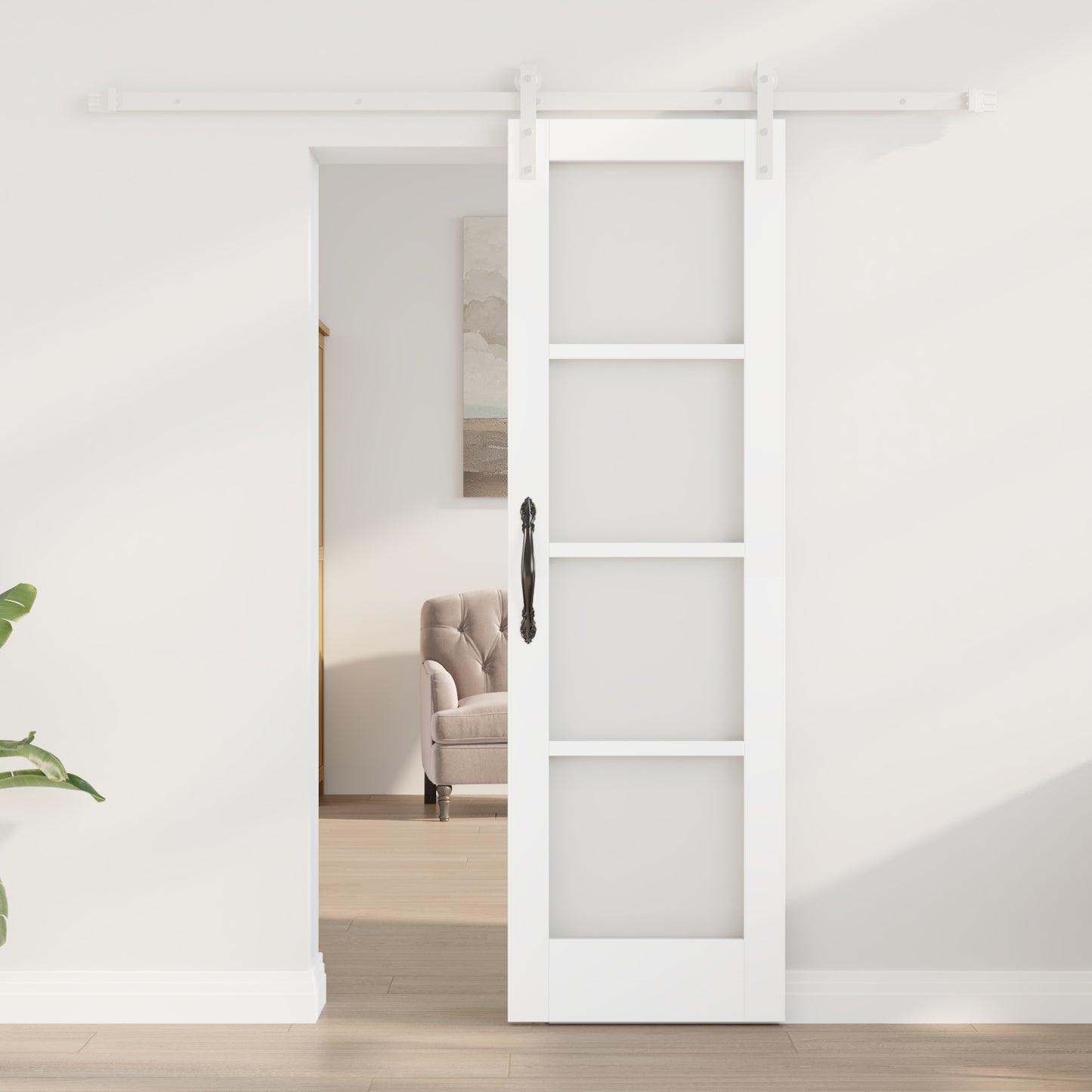 Sliding Door with Hardware Set 'ORKDAL'White Solid Wood & Glass, vidaXL Interior Door with Glass 'ORKDAL'White 61x198.5x4 cm