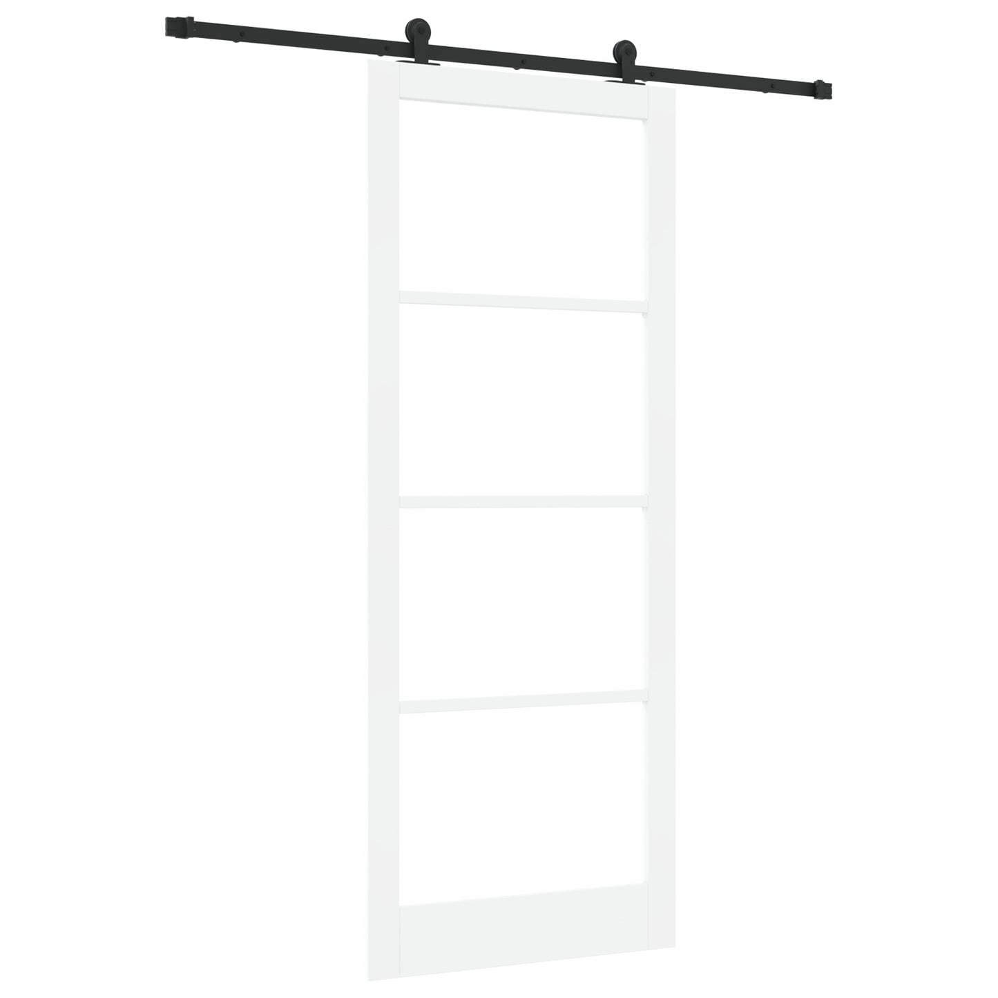 Sliding Door with Hardware Set 'ORKDAL'White Solid Wood & Glass, vidaXL Interior Door with Glass 'ORKDAL'White 93x232x4 cm