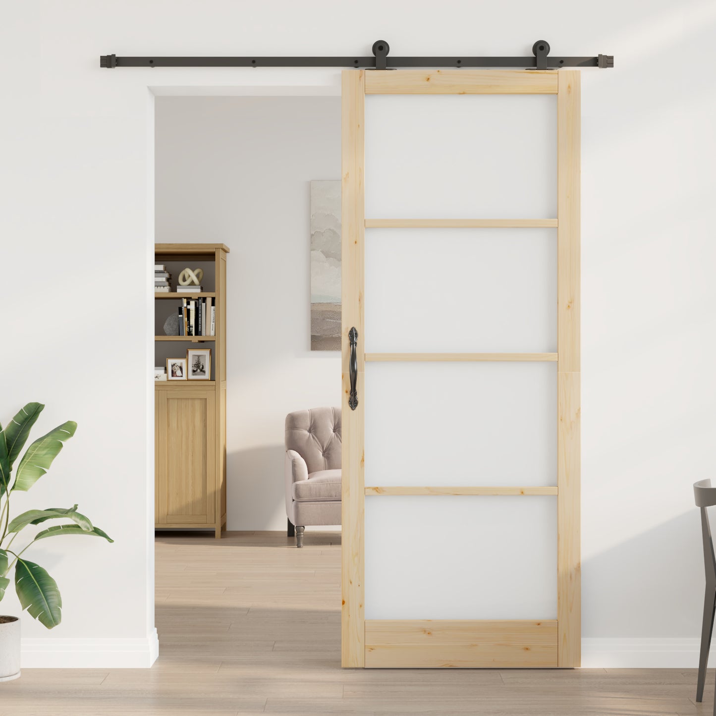 Sliding Door with Hardware Set 'ORKDAL'Solid Wood & Glass, vidaXL Interior Door with Glass 'ORKDAL'93x232x4 cm Solid Wood Pine