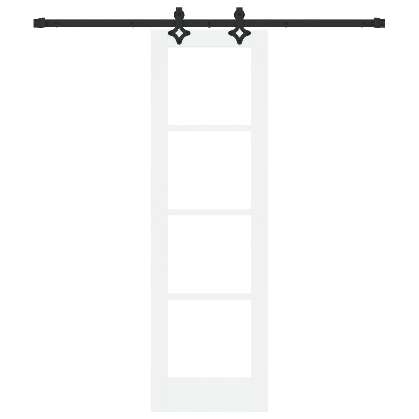 Sliding Door with Hardware Set "ORKDAL" White Solid Wood & Glass, vidaXL Interior Door with Glass "ORKDAL" White 61x198,5x4 cm
