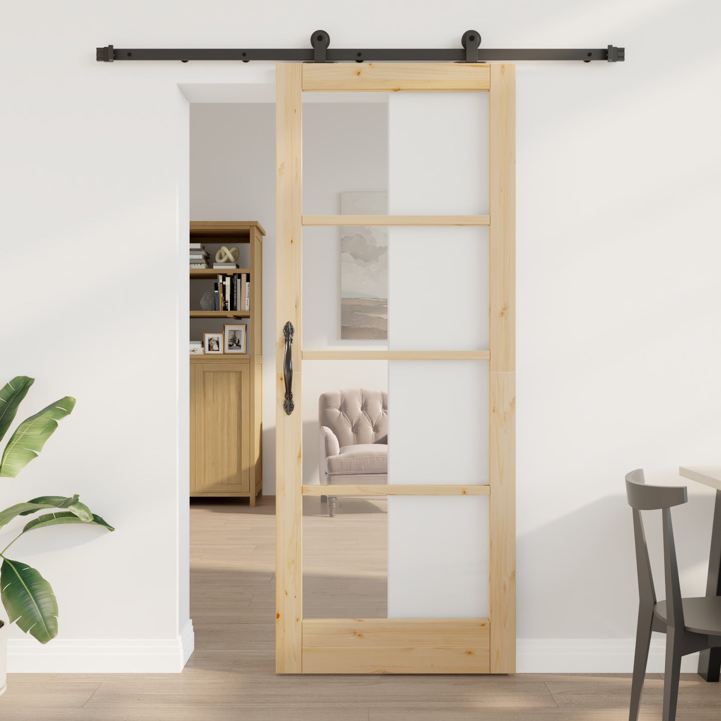 Sliding Door with Hardware Set 'ORKDAL'Solid Wood & Glass, vidaXL Interior Door with Glass 'ORKDAL'83x211x4 cm Solid Wood Pine