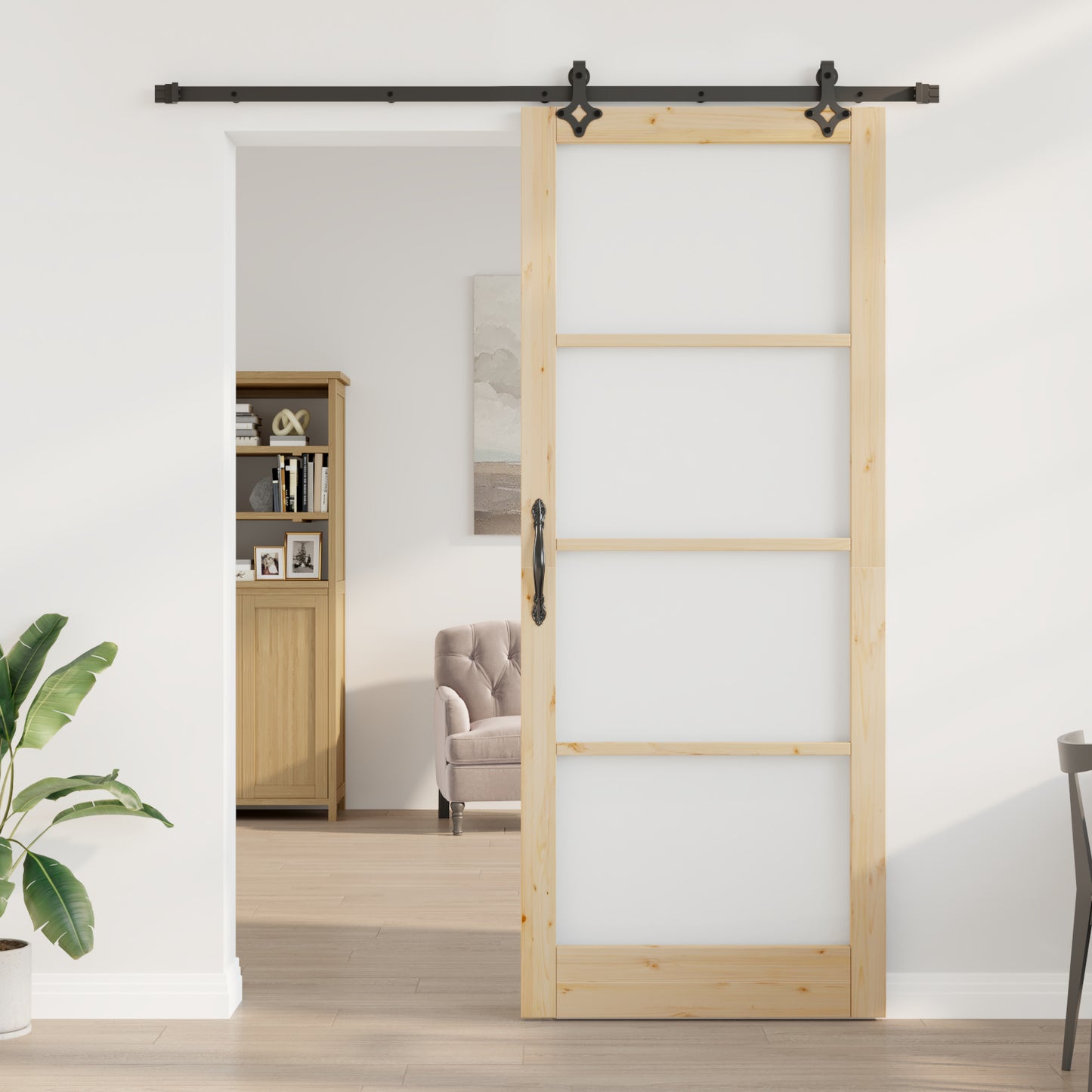 Sliding Door with Hardware Set 'ORKDAL'Solid Wood & Glass, vidaXL Interior Door with Glass 'ORKDAL'93x232x4 cm Solid Wood Pine