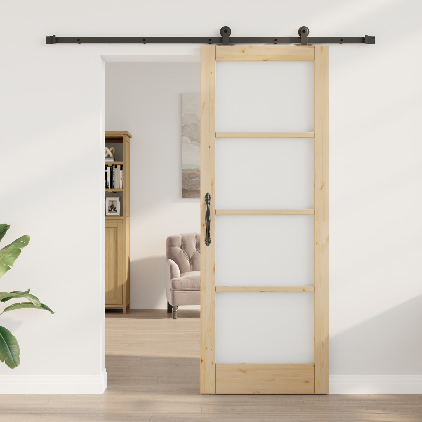 Sliding Door with Hardware Set 'ORKDAL'Solid Wood & Glass, vidaXL Interior Door with Glass 'ORKDAL'78x211x4 cm Solid Wood Pine