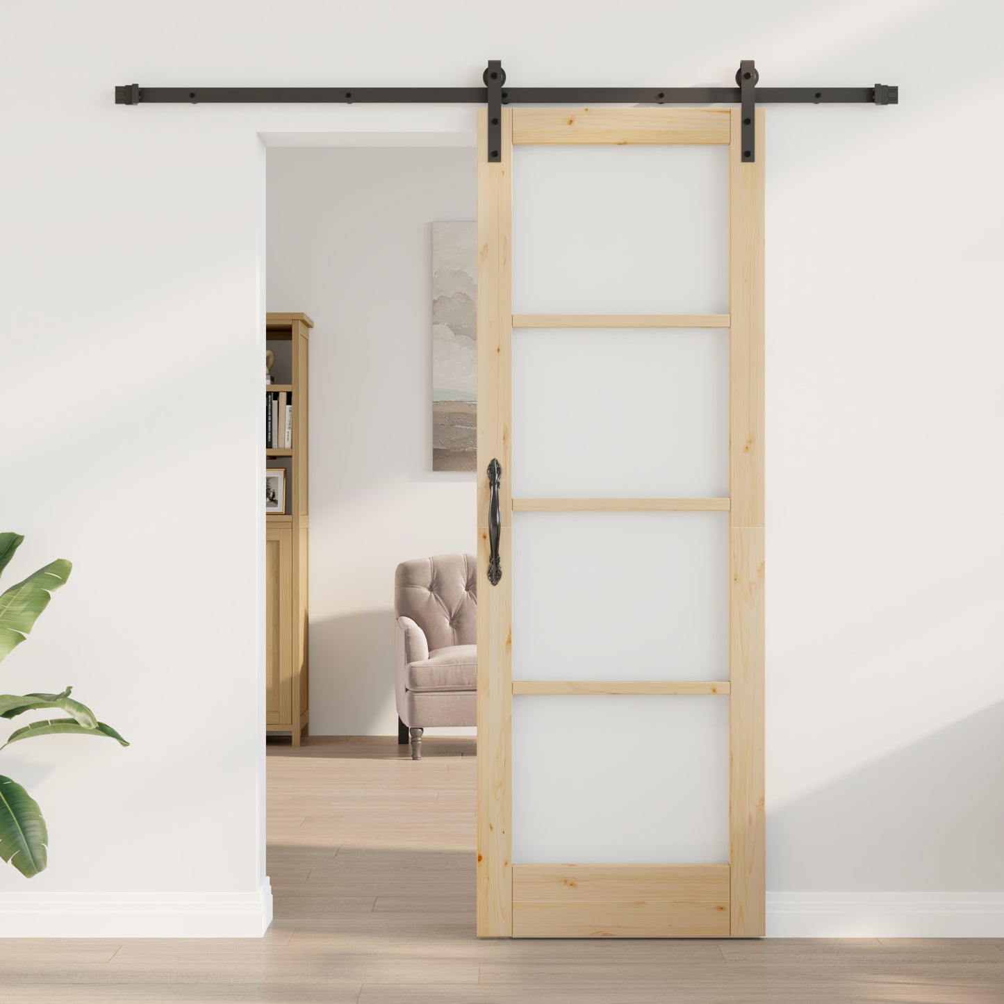 Sliding Door with Hardware Set 'ORKDAL'Solid Wood & Glass, vidaXL Interior Door with Glass 'ORKDAL'73.5x211x4 cm Solid Wood Pine