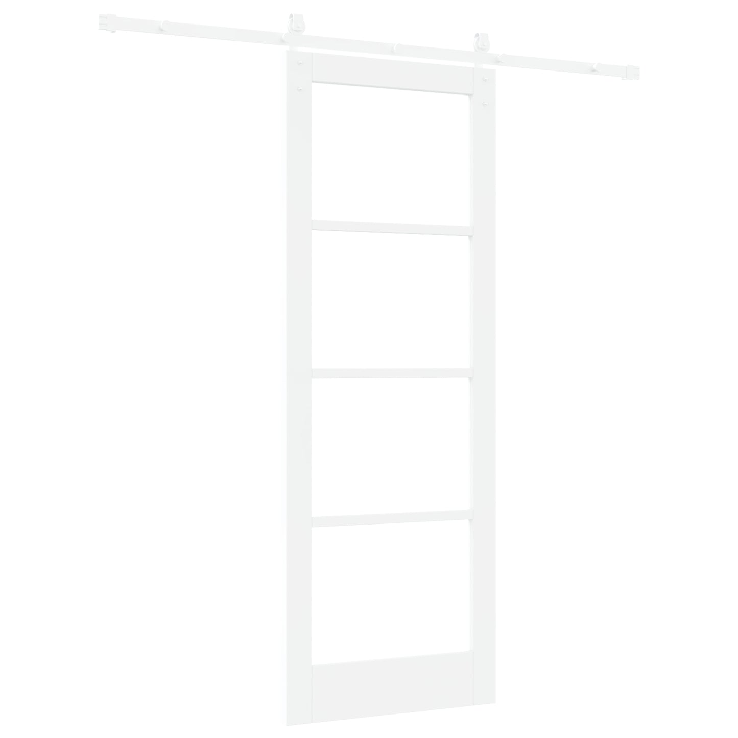 Sliding Door with Hardware Set "ORKDAL" White Solid Wood & Glass, vidaXL Interior Door with Glass "ORKDAL" White 78x211x4 cm