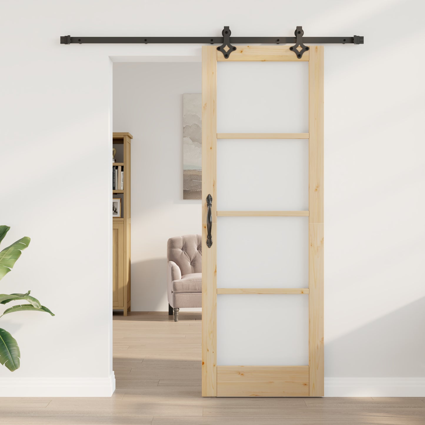 Sliding Door with Hardware Set 'ORKDAL'Solid Wood & Glass, vidaXL Internal Door with Glass 'ORKDAL'73.5x211x4 cm Solid Wood Pine