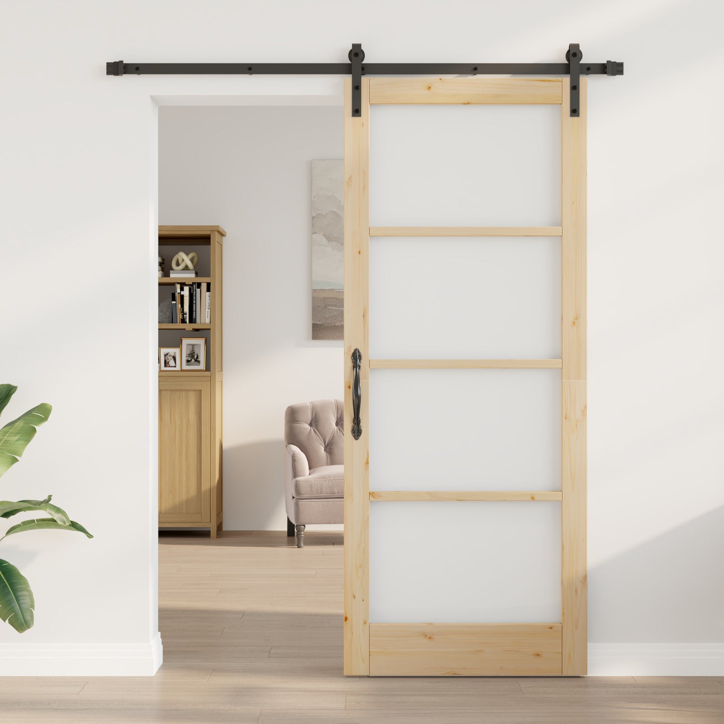 Sliding Door with Hardware Set 'ORKDAL'Solid Wood & Glass, vidaXL Interior Door with Glass 'ORKDAL'86x211x4 cm Solid Wood Pine