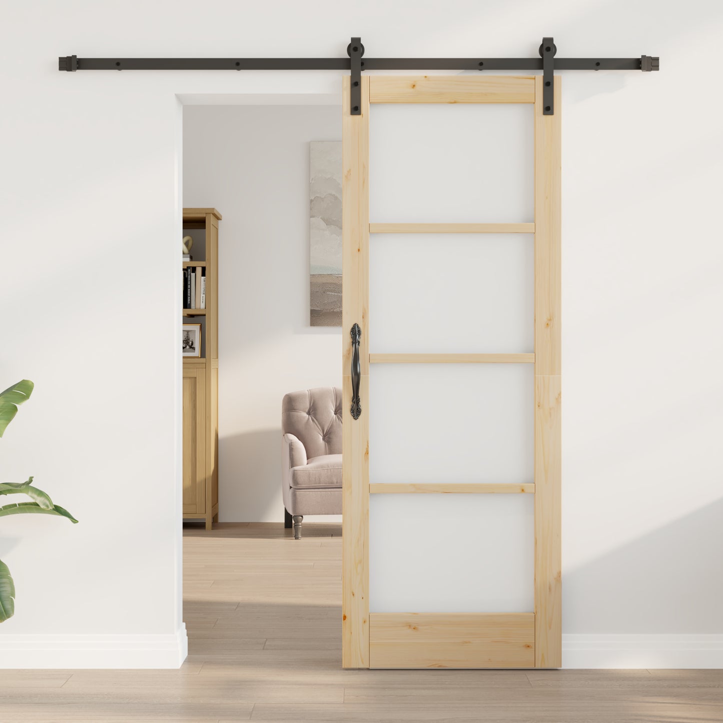 Sliding Door with Hardware Set 'ORKDAL'Solid Wood & Glass, vidaXL Interior Door with Glass 'ORKDAL'73.5x198.5x4 cm Solid Wood Pine