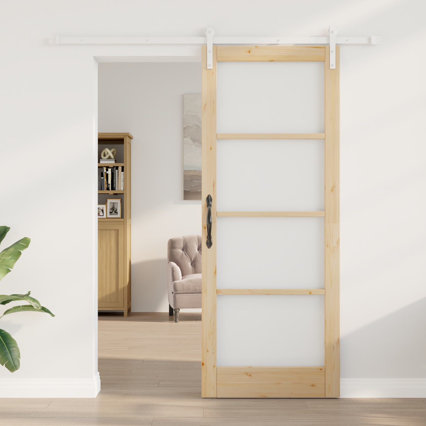 Sliding Door with Hardware Set "ORKDAL" Solid Wood & Glass, vidaXL Interior Door with Glass "ORKDAL" 83x211x4 cm Solid Wood Pine
