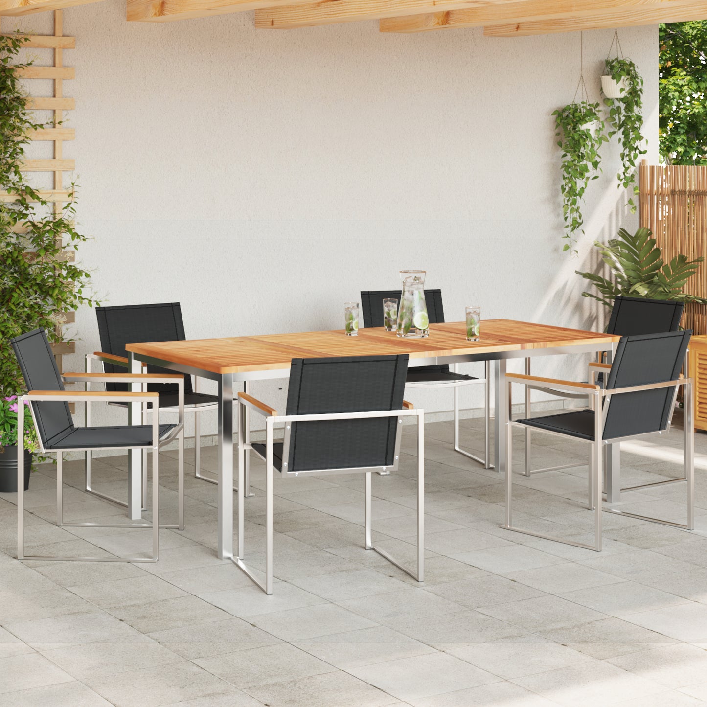 7 Piece Garden Dining Set Solid Wood Teak, vidaXL Outdoor Dining Table 200x90x74.5 cm Solid Wood Teak