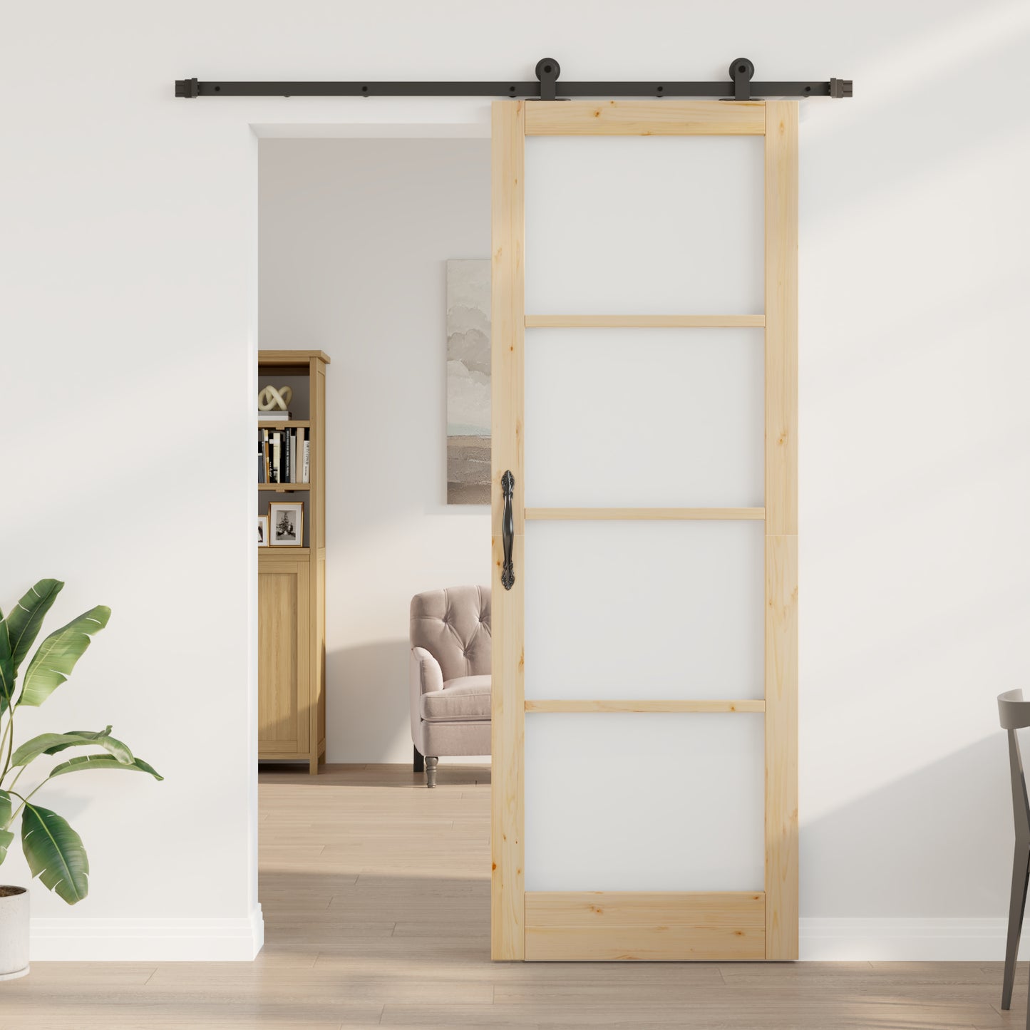 Sliding Door with Hardware Set 'ORKDAL'Solid Wood & Glass, vidaXL Interior Door with Glass 'ORKDAL'83x232x4 cm Solid Wood Pine