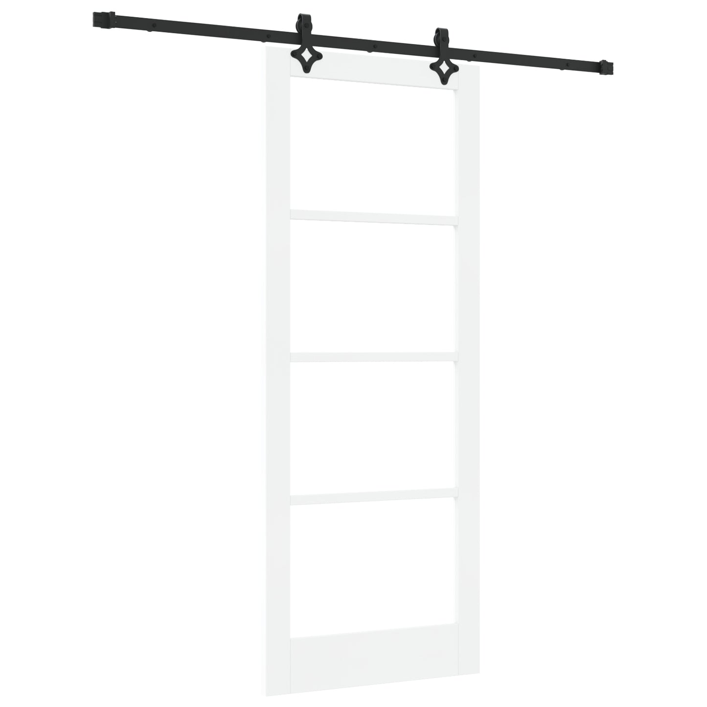 Sliding Door with Hardware Set "ORKDAL" White Solid Wood & Glass, vidaXL Interior Door with Glass "ORKDAL" White 83x211x4 cm