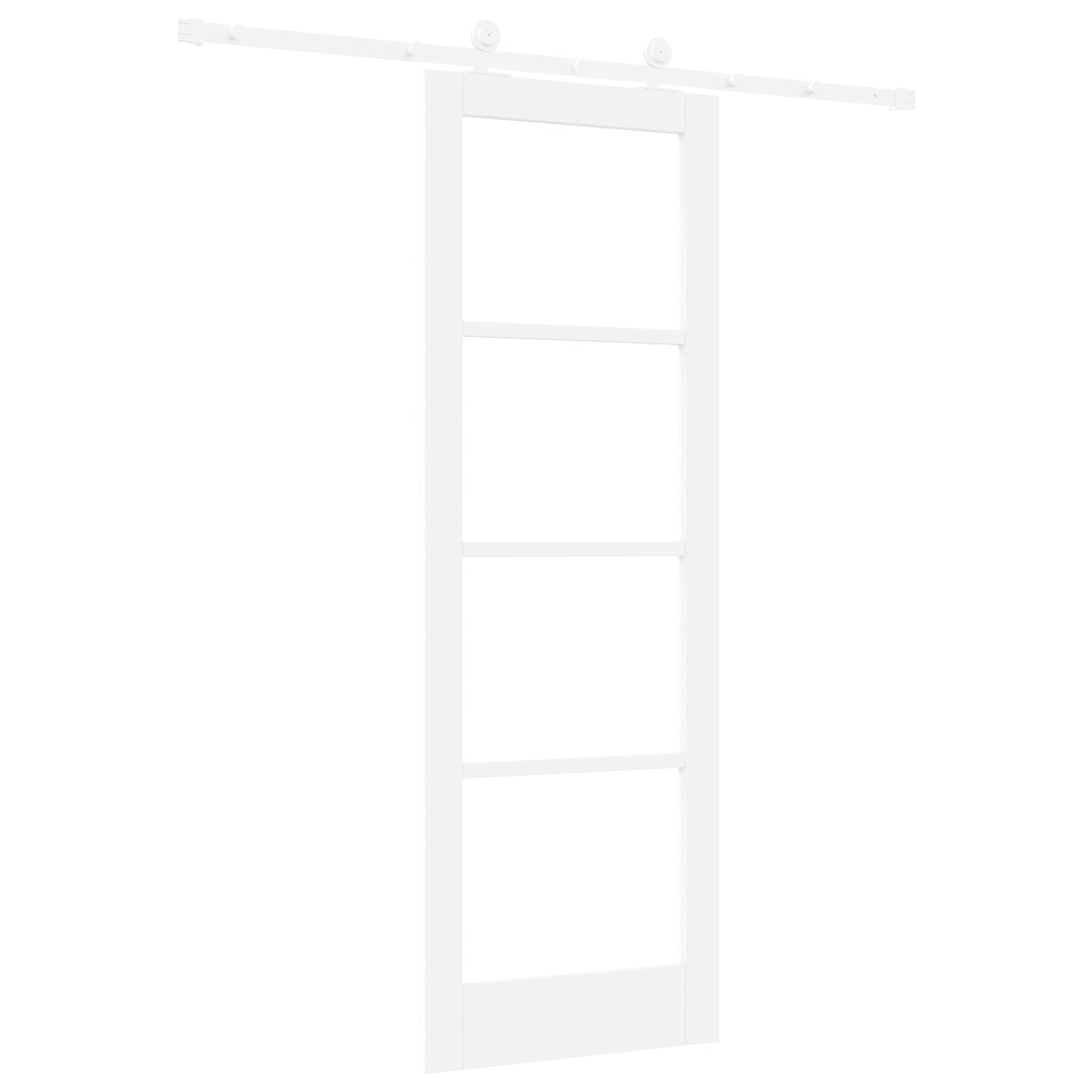 Sliding Door with Hardware Set 'ORKDAL'White Solid Wood & Glass, vidaXL Interior Door with Glass 'ORKDAL'White 73.5x211x4 cm
