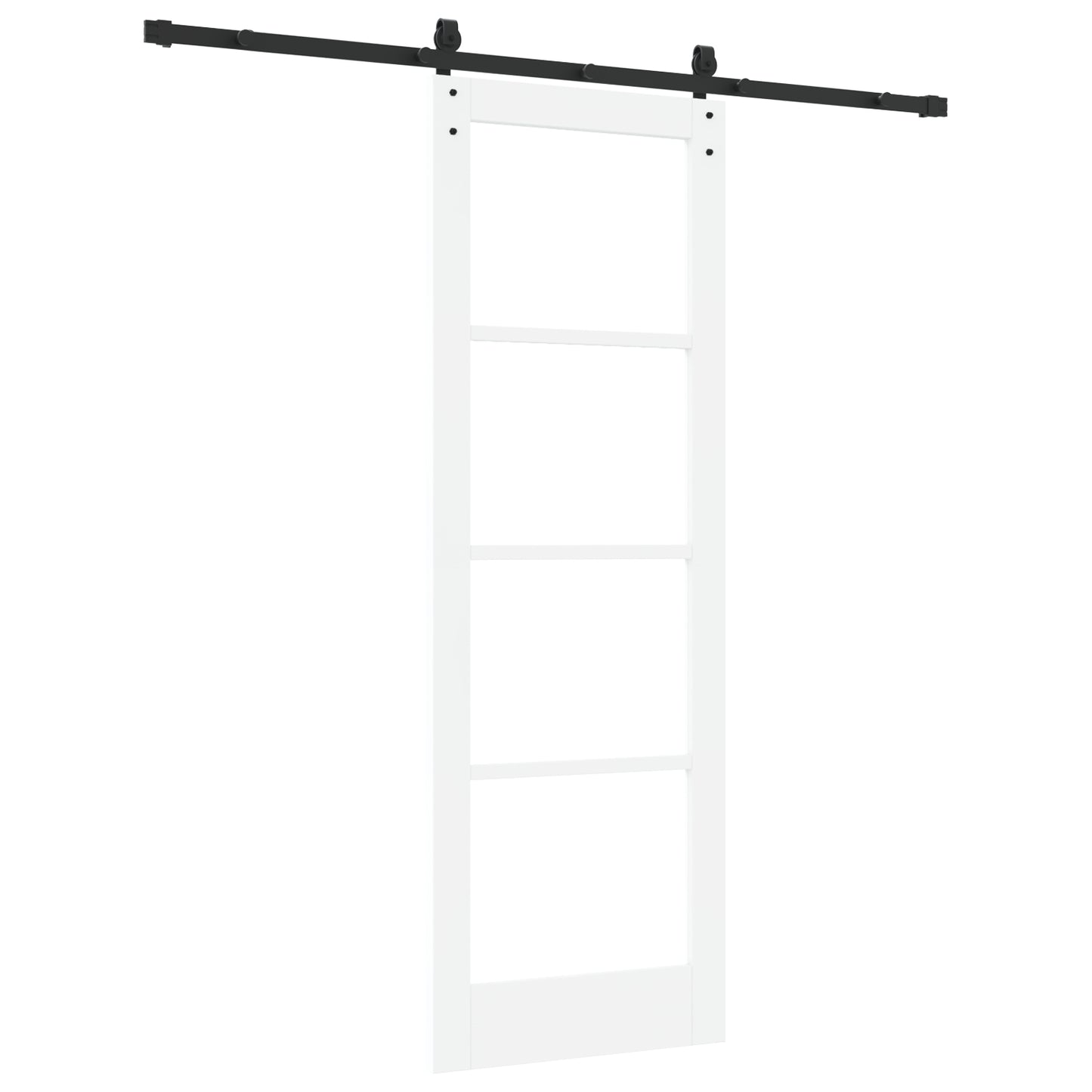 Sliding Door with Hardware Set "ORKDAL" White Solid Wood & Glass, vidaXL Interior Door with Glass "ORKDAL" White 73.5x211x4 cm
