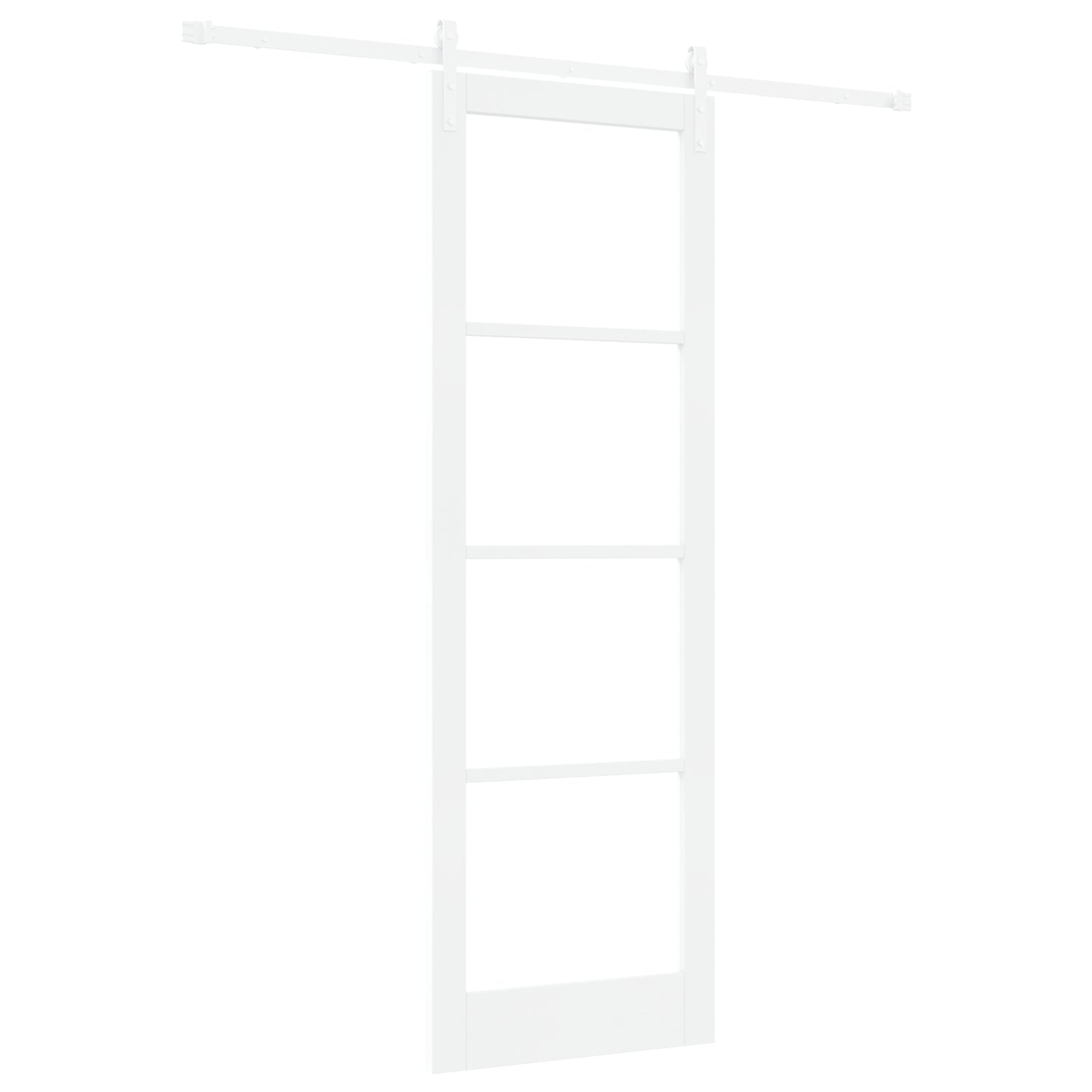 Sliding Door with Hardware Set "ORKDAL" White Solid Wood & Glass, vidaXL Interior Door with Glass "ORKDAL" White 78x232 cm