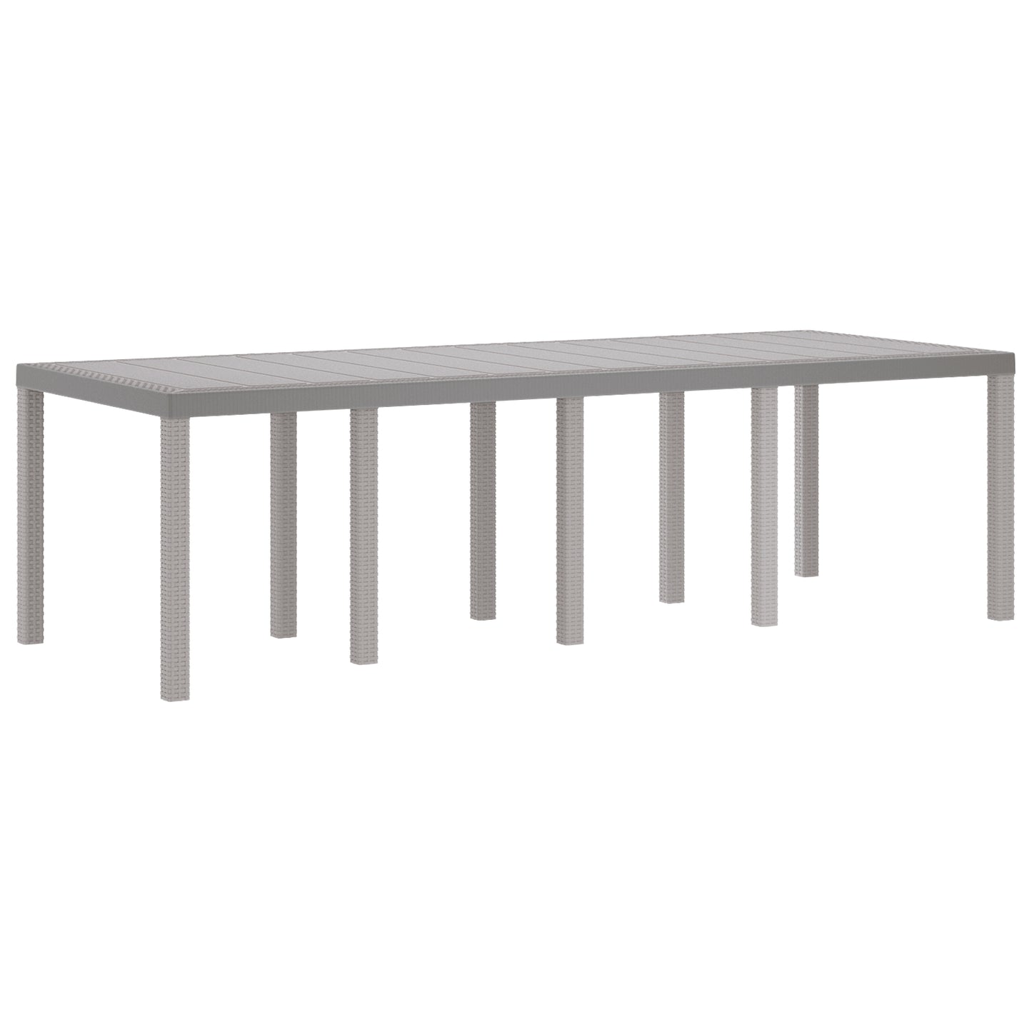 11 Piece Garden Dining Set Light Grey Poly Rattan