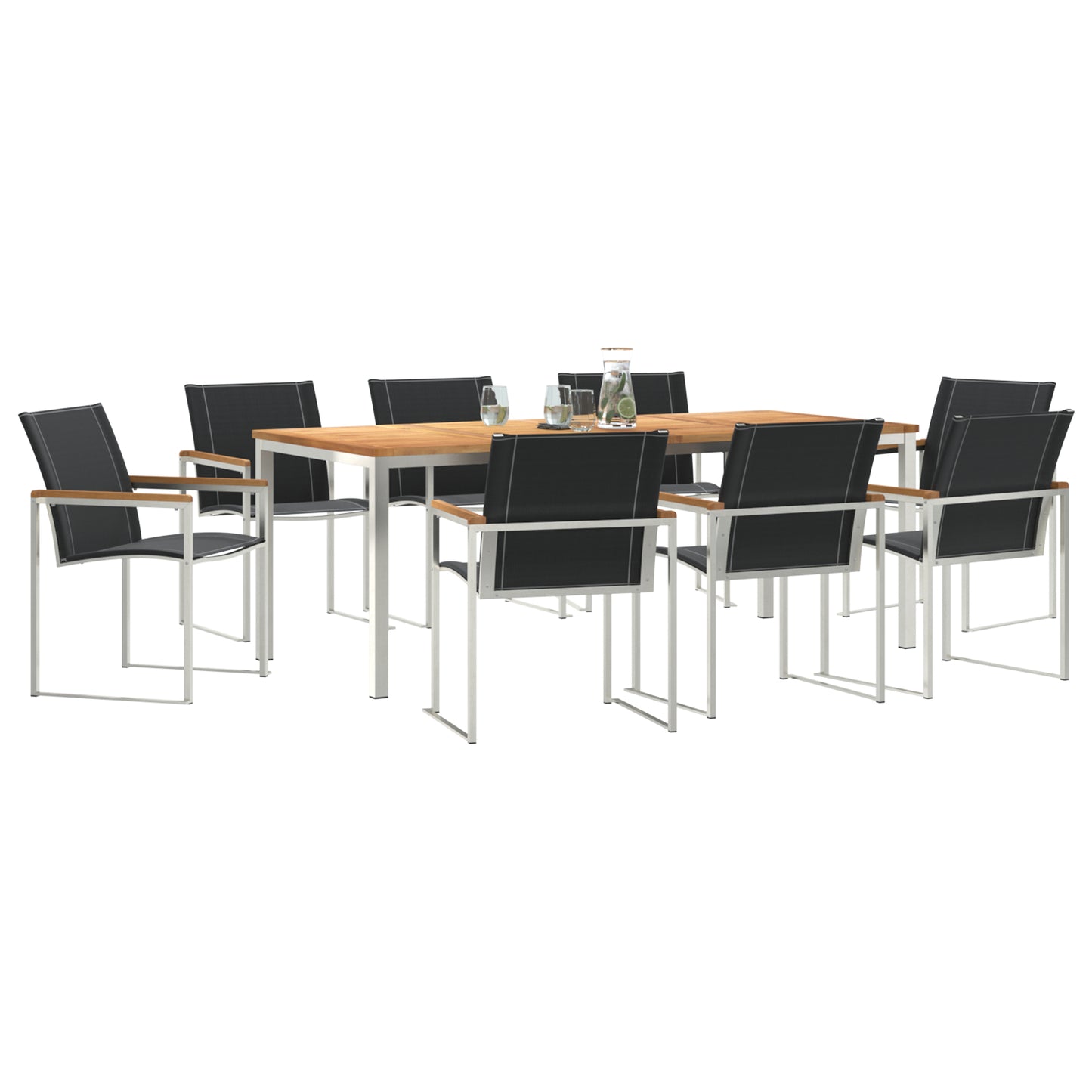 9 Piece Garden Dining Set Solid Wood Acacia, vidaXL Outdoor Dining Table 200x90x74.5 cm Solid Wood Acacia