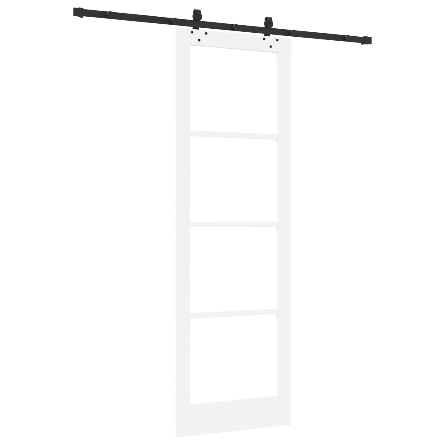 Sliding Door with Hardware Set "ORKDAL" White Solid Wood & Glass, vidaXL Interior Door with Glass "ORKDAL" White 78x232x4 cm
