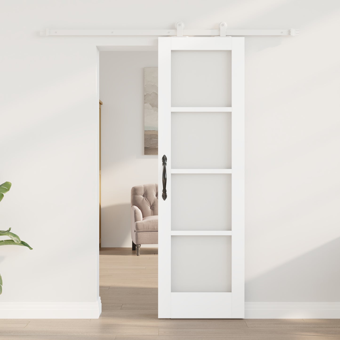 Sliding Door with Hardware Set 'ORKDAL'White Solid Wood & Glass, vidaXL Interior Door with Glass 'ORKDAL'White 61x198,5x4 cm