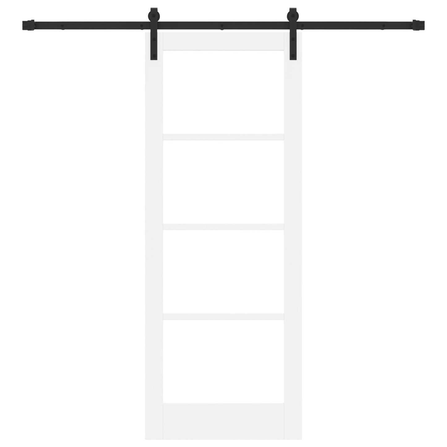 Sliding Door with Hardware Set "ORKDAL" White Solid Wood & Glass, vidaXL Interior Door with Glass "ORKDAL" White 78x202x4 cm