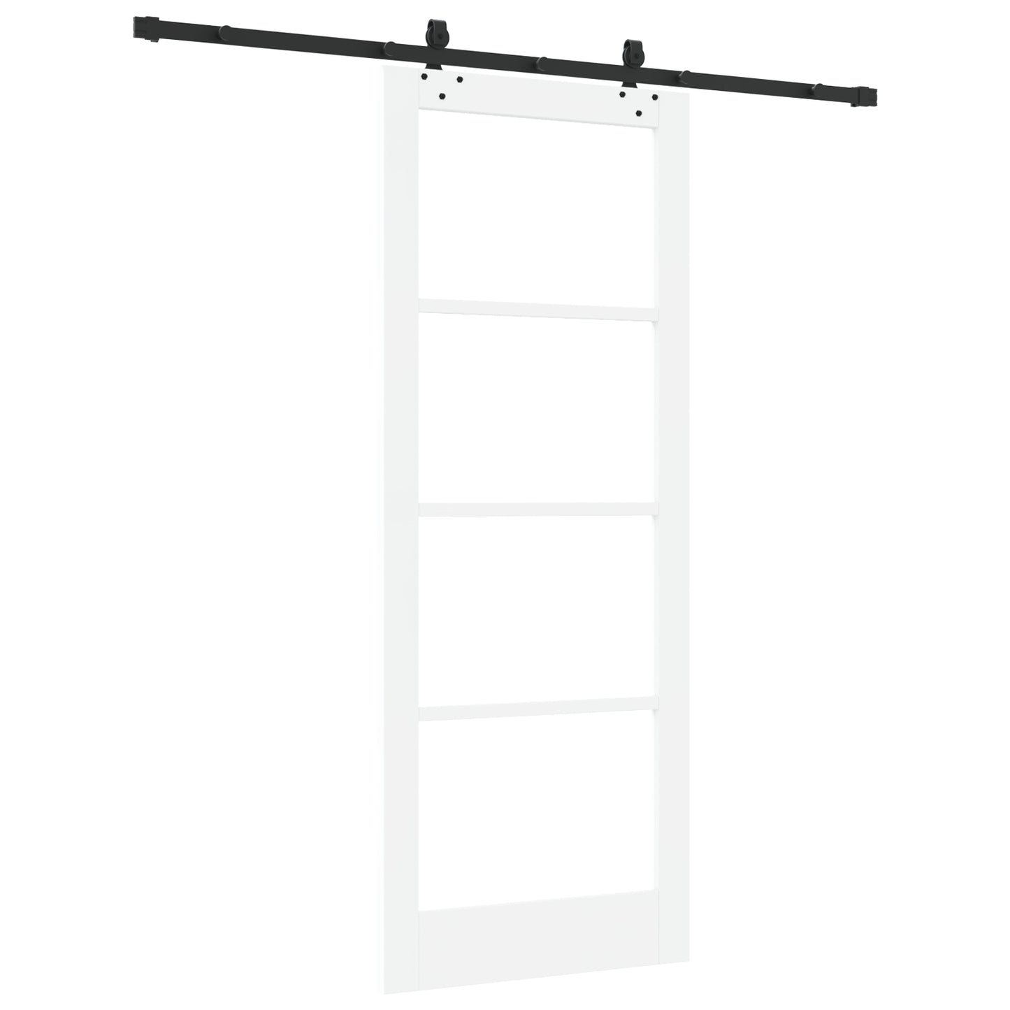 Sliding Door with Hardware Set "ORKDAL" White Solid Wood & Glass, vidaXL Interior Door with Glass "ORKDAL" White 83x211x4 cm