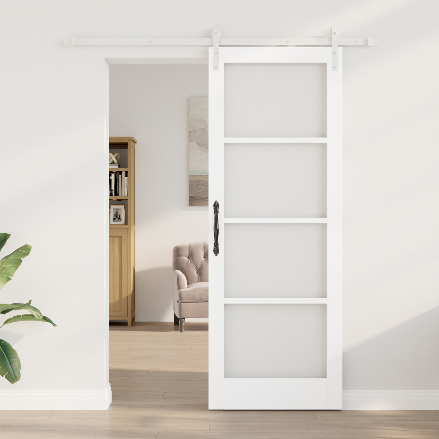 Sliding Door with Hardware Set 'ORKDAL'White Solid Wood & Glass, vidaXL Interior Door with Glass 'ORKDAL'White 78x211x4 cm