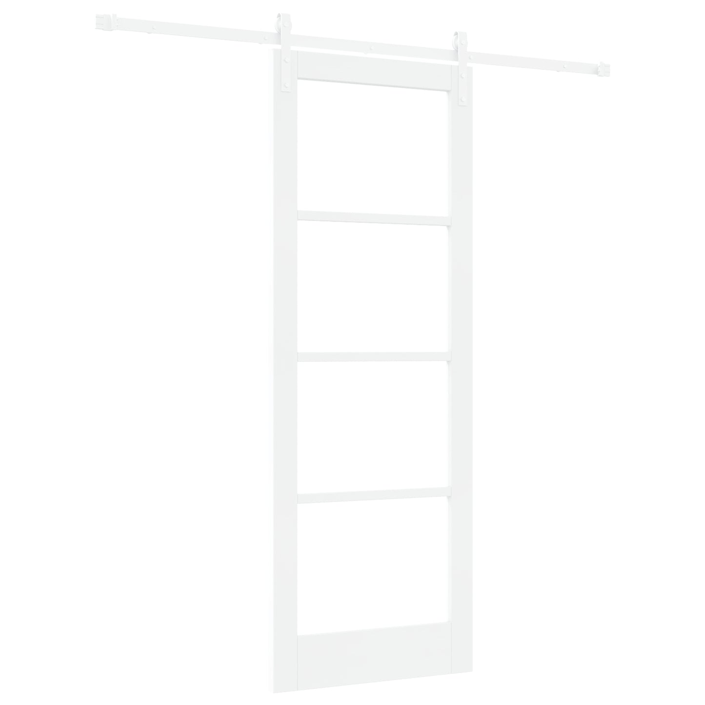 Sliding Door with Hardware Set "ORKDAL" White Solid Wood & Glass, vidaXL Interior Door with Glass "ORKDAL" White 78x211x4 cm