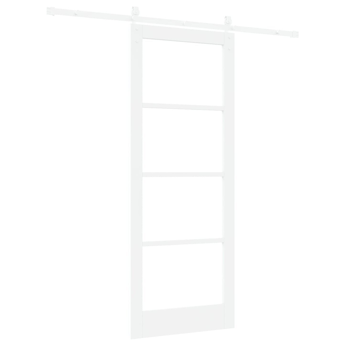 Sliding Door with Hardware Set "ORKDAL" White Solid Wood & Glass, vidaXL Interior Door with Glass "ORKDAL" White 83x211x4 cm
