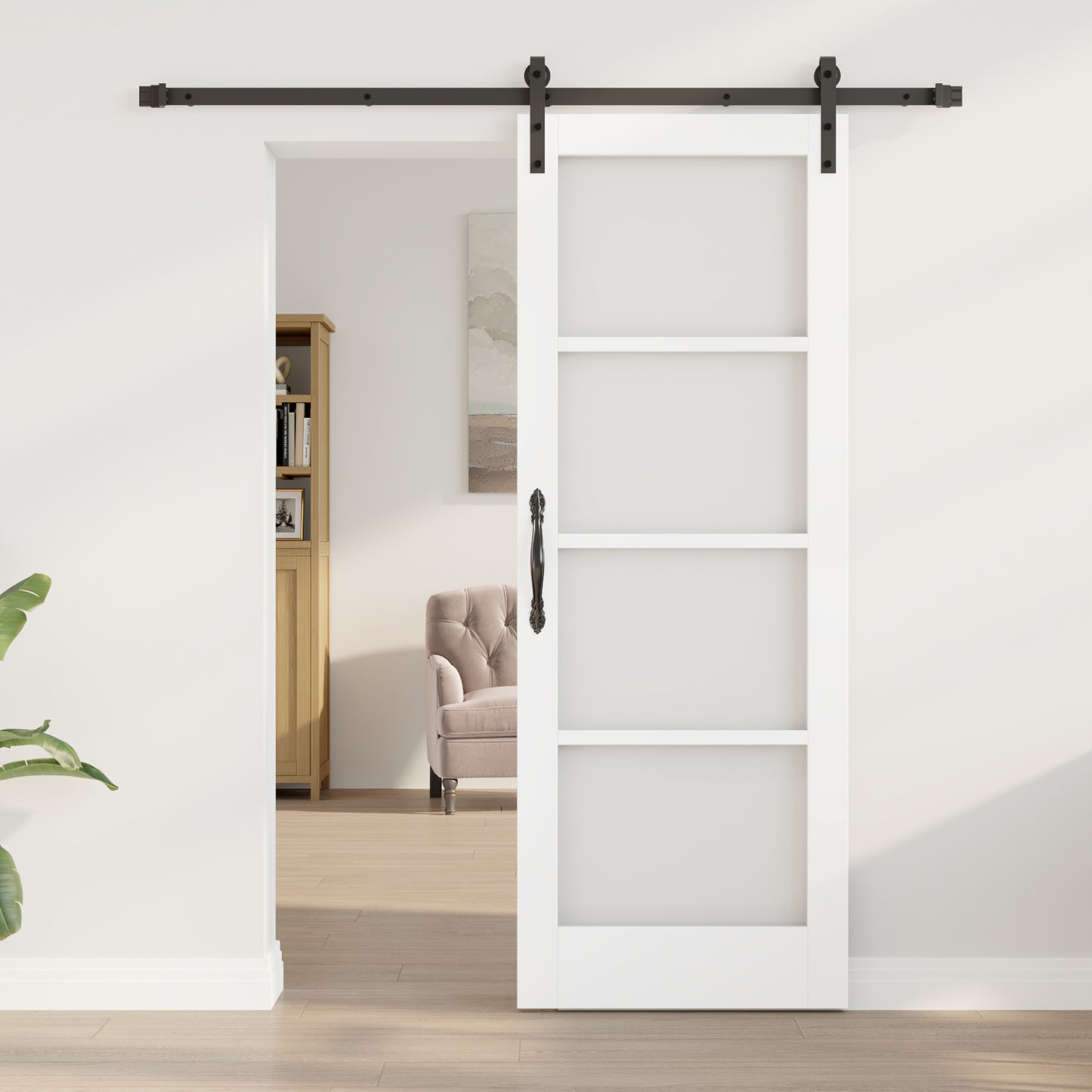 Sliding Door with Hardware Set 'ORKDAL'White Solid Wood & Glass, vidaXL Interior Door with Glass 'ORKDAL'White 73.5x198.5x4 cm