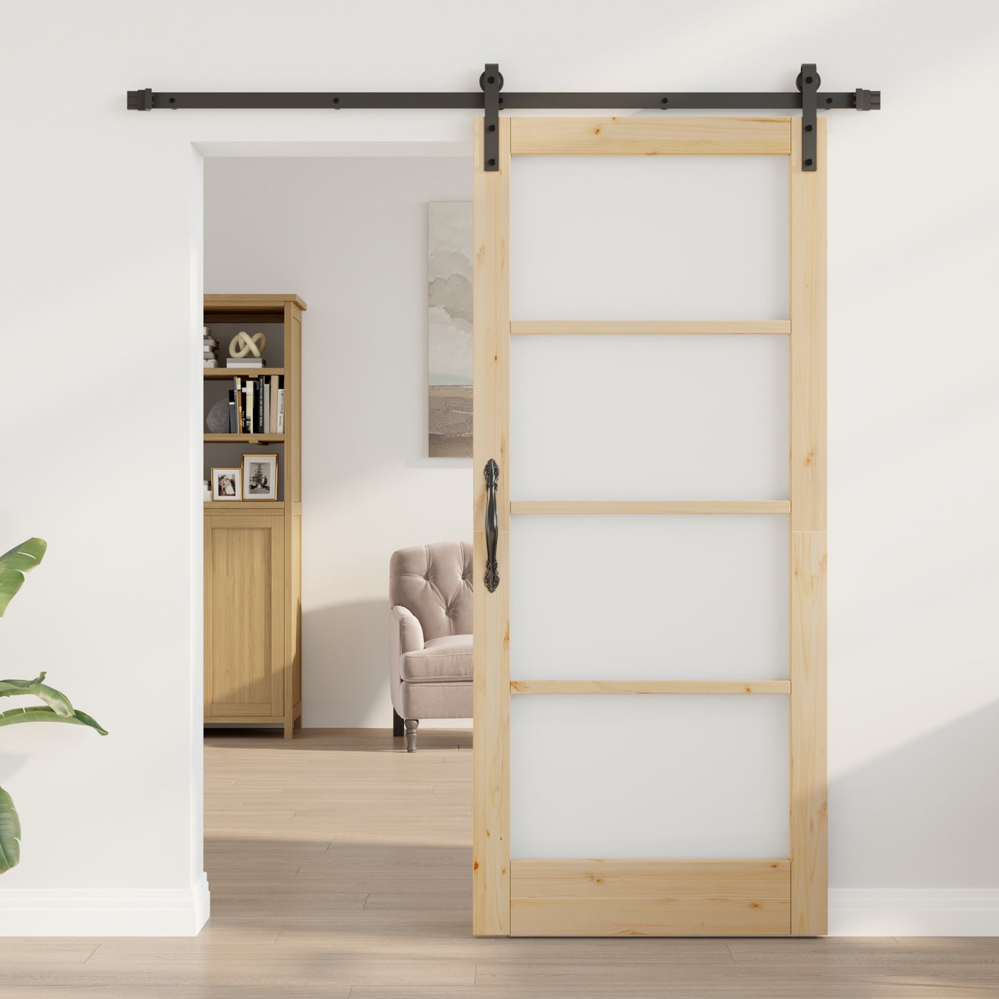 Sliding Door with Hardware Set 'ORKDAL'Solid Wood & Glass, vidaXL Interior Door with Glass 'ORKDAL'86x198.5x4 cm Solid Wood Pine