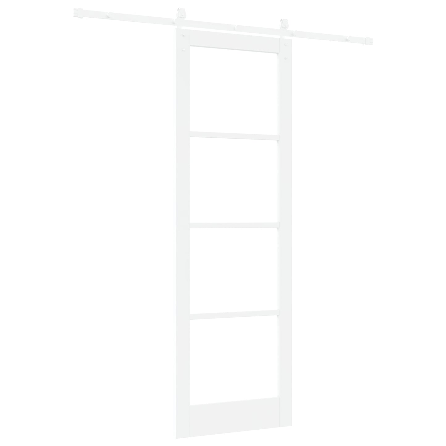 Sliding Door with Hardware Set "ORKDAL" White Solid Wood & Glass, vidaXL Interior Door with Glass "ORKDAL" White 78x232 cm