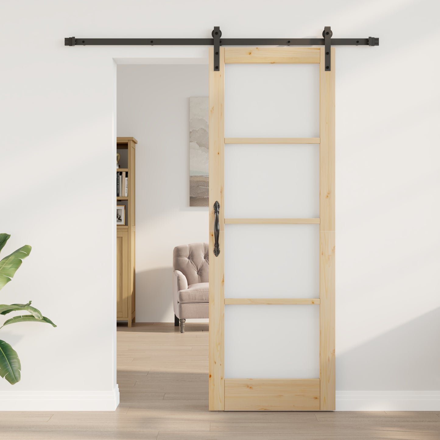 Sliding Door with Hardware Set 'ORKDAL'Solid Wood & Glass, vidaXL Interior Door with Glass 'ORKDAL'73.5x211x4 cm Solid Wood Pine