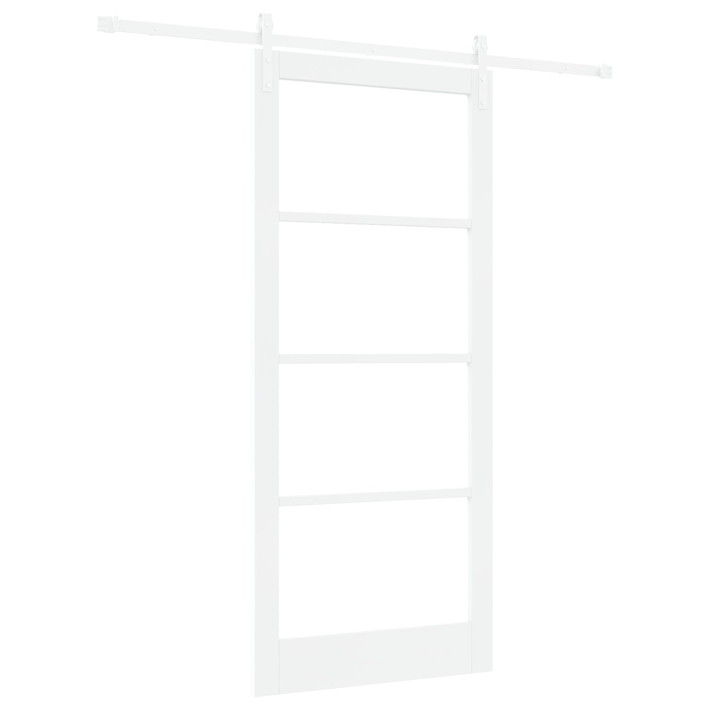 Sliding Door with Hardware Set "ORKDAL" White Solid Wood & Glass, vidaXL Interior Door with Glass "ORKDAL" White 93x211x4 cm
