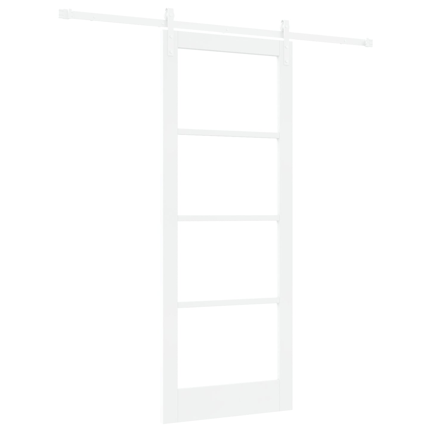 Sliding Door with Hardware Set "ORKDAL" White Solid Wood & Glass, vidaXL Interior Door with Glass "ORKDAL" White 83x211x4 cm