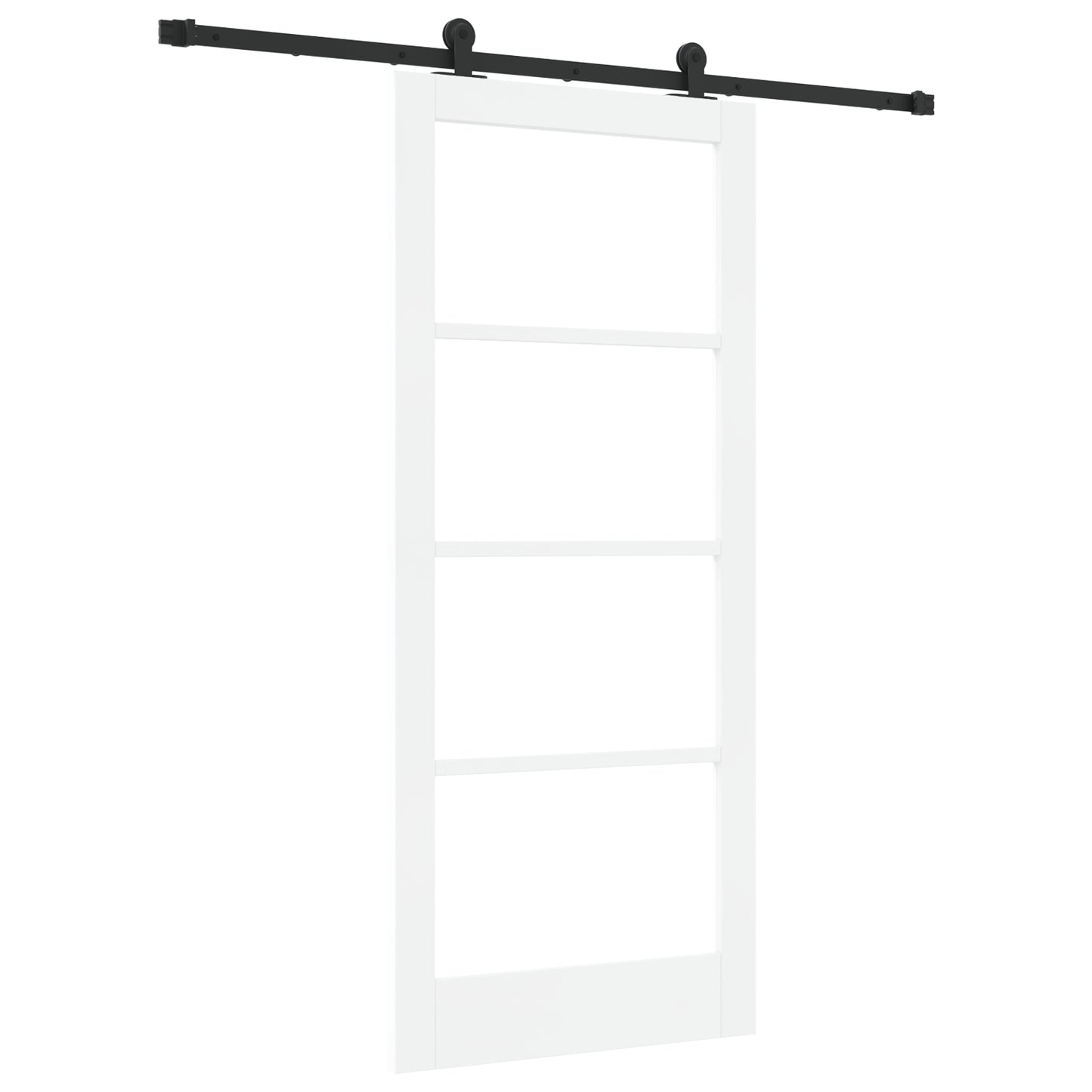 Sliding Door with Hardware Set 'ORKDAL'White Solid Wood & Glass, vidaXL Interior Door with Glass 'ORKDAL'White 86x198.5x4 cm