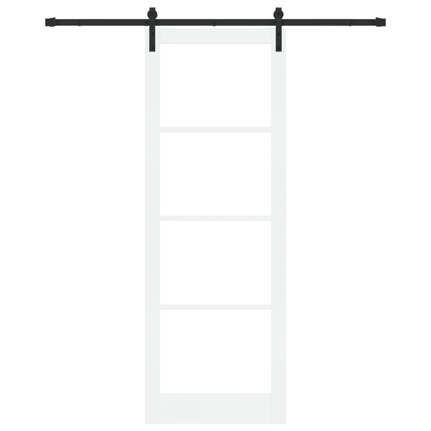 Sliding Door with Hardware Set "ORKDAL" White Solid Wood & Glass, vidaXL Interior Door with Glass "ORKDAL" White 83x232x4 cm